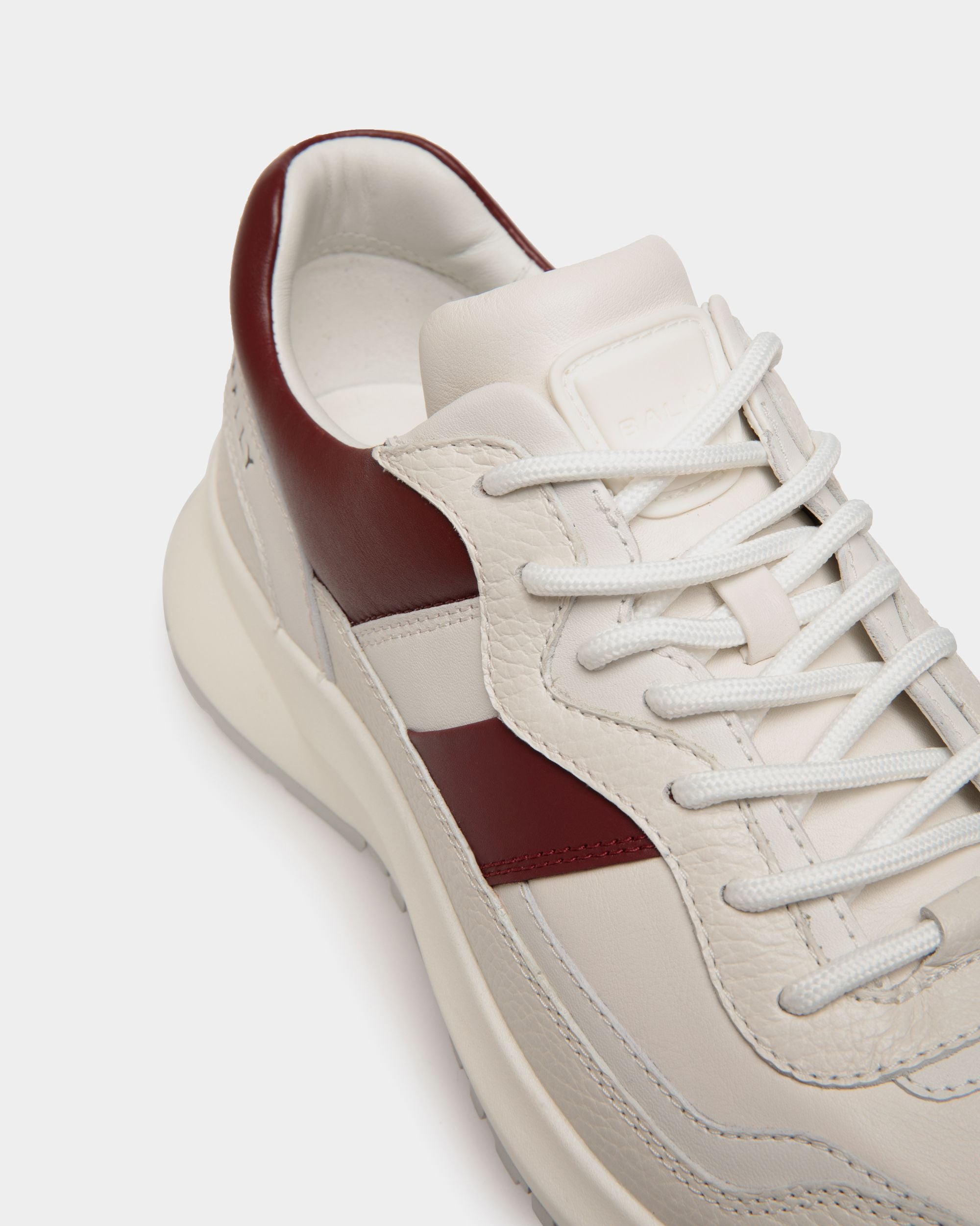 Sneaker Outline En Cuir Blanc Et Heritage Red - Homme - Bally - 05