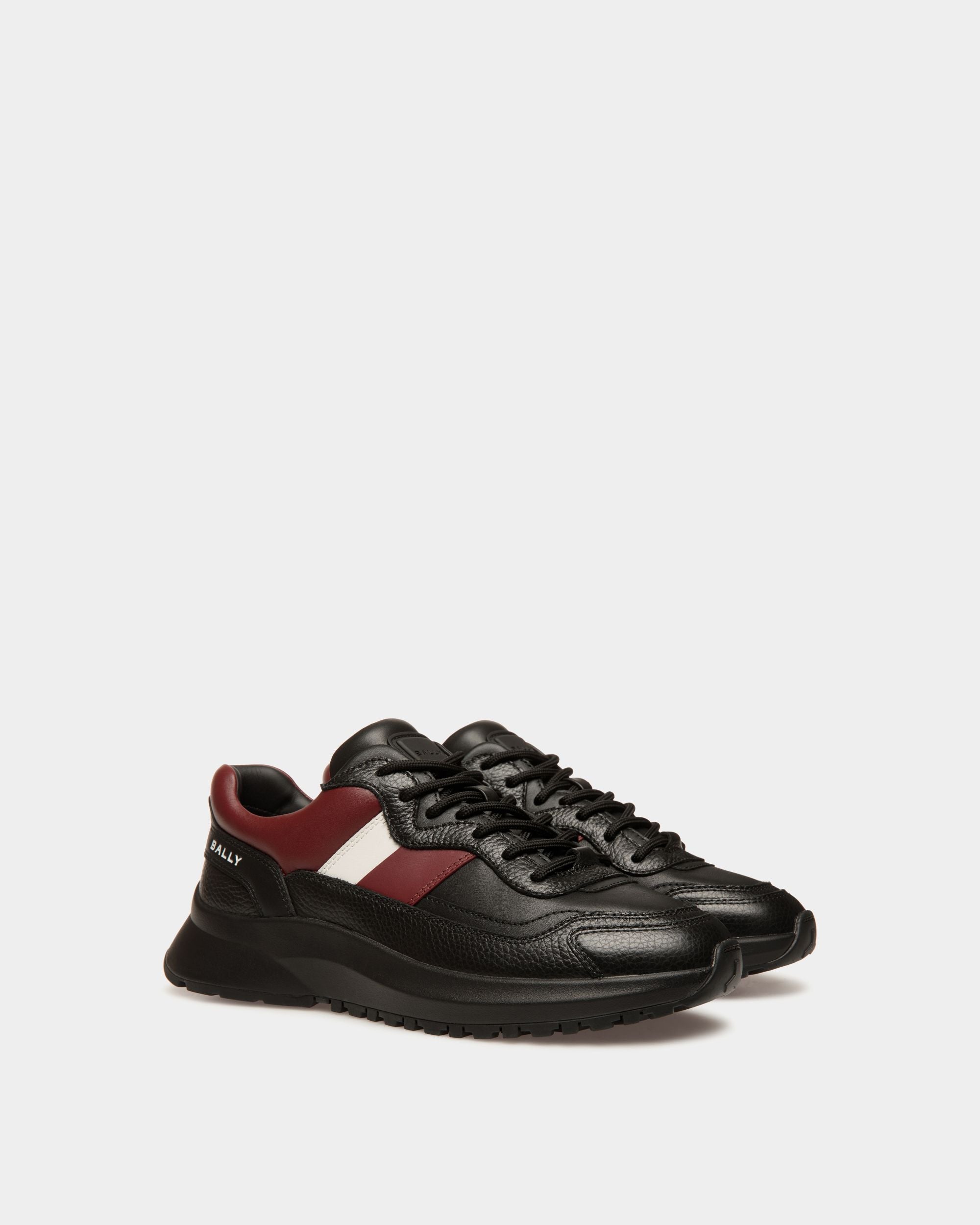 Sneaker Outline En Cuir Noir Et Heritage Red - Homme - Bally - 02