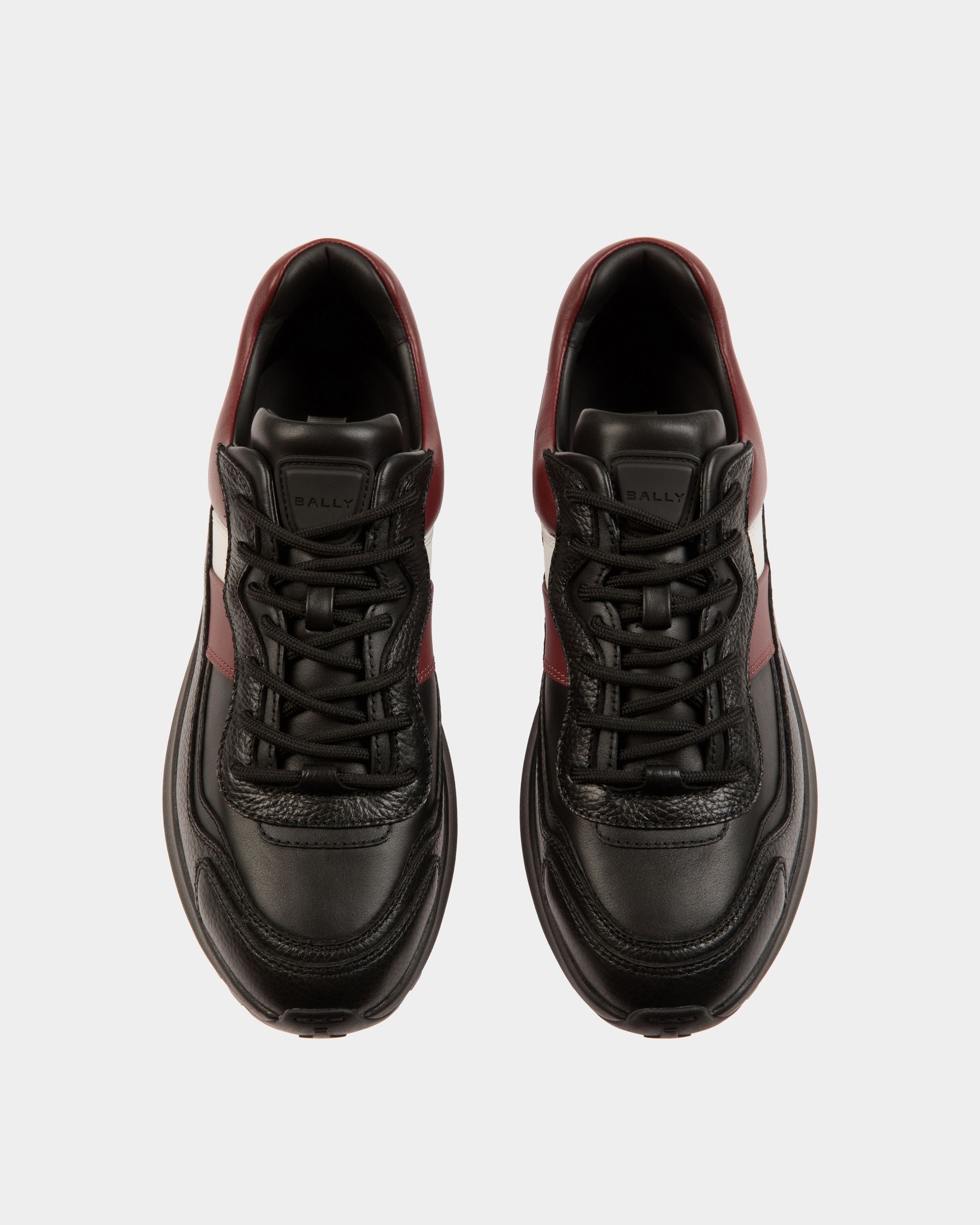 Sneaker Outline En Cuir Noir Et Heritage Red - Homme - Bally - 04