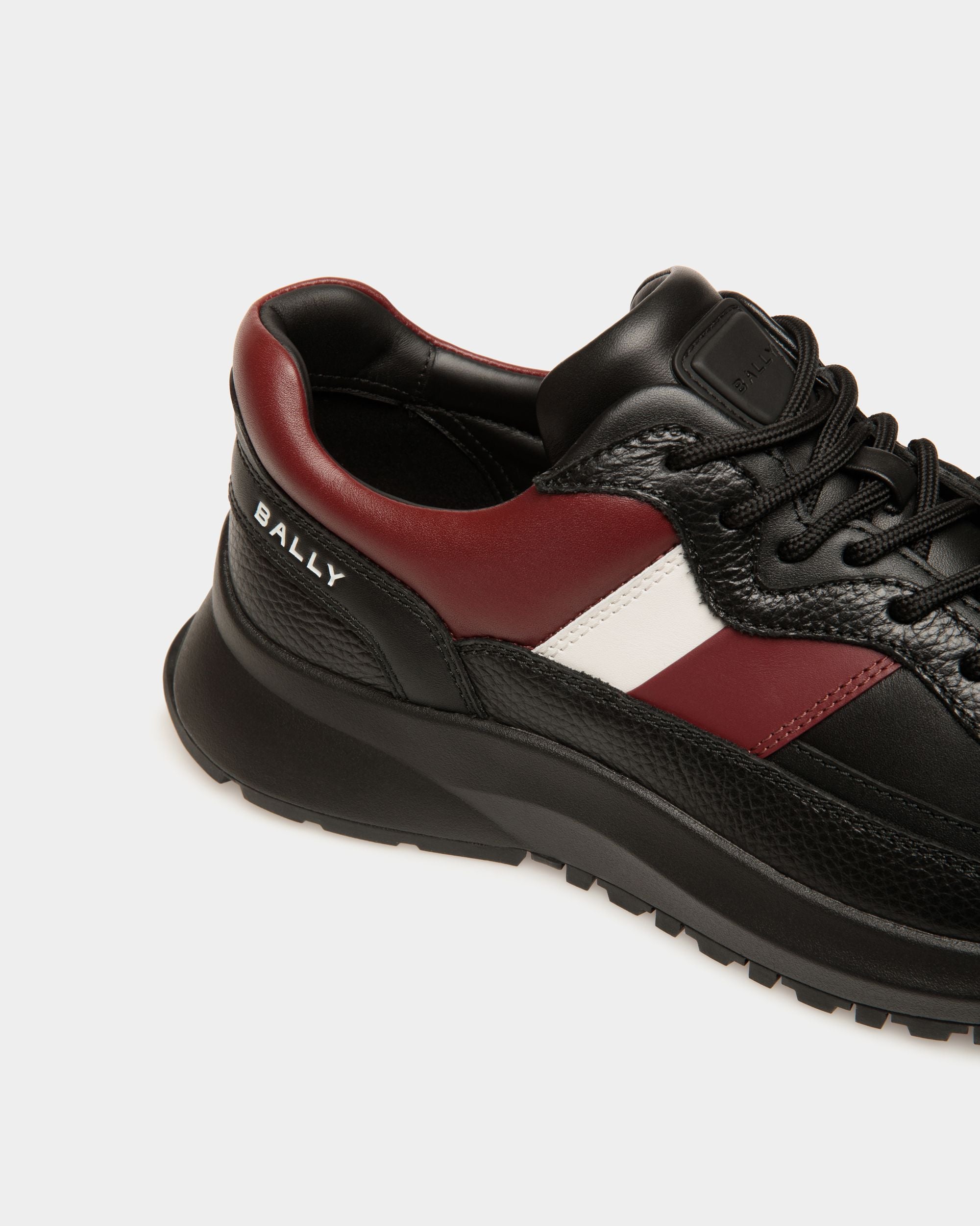 Sneaker Outline En Cuir Noir Et Heritage Red - Homme - Bally - 05