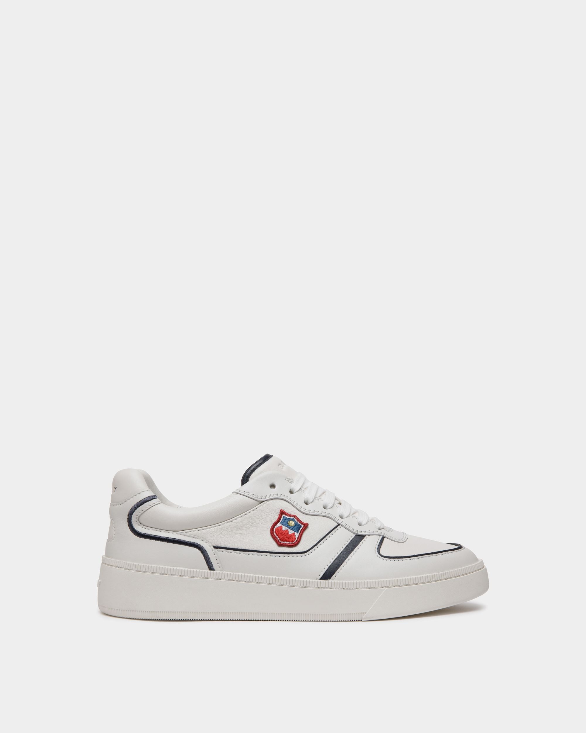 Sneaker Raise En Cuir Blanc Et Navy Blue - Homme - Bally - 01