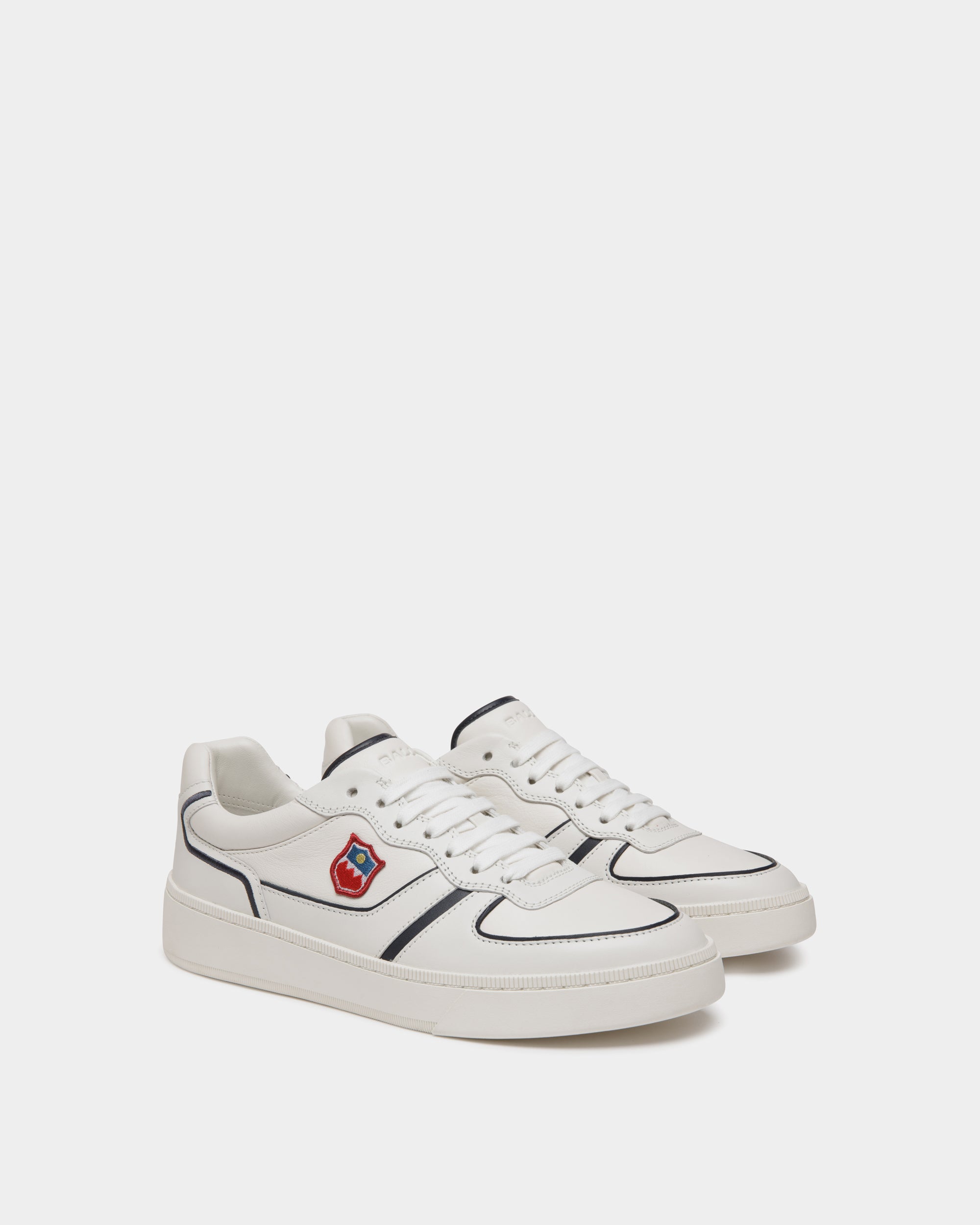 Sneaker Raise En Cuir Blanc Et Navy Blue - Homme - Bally - 03