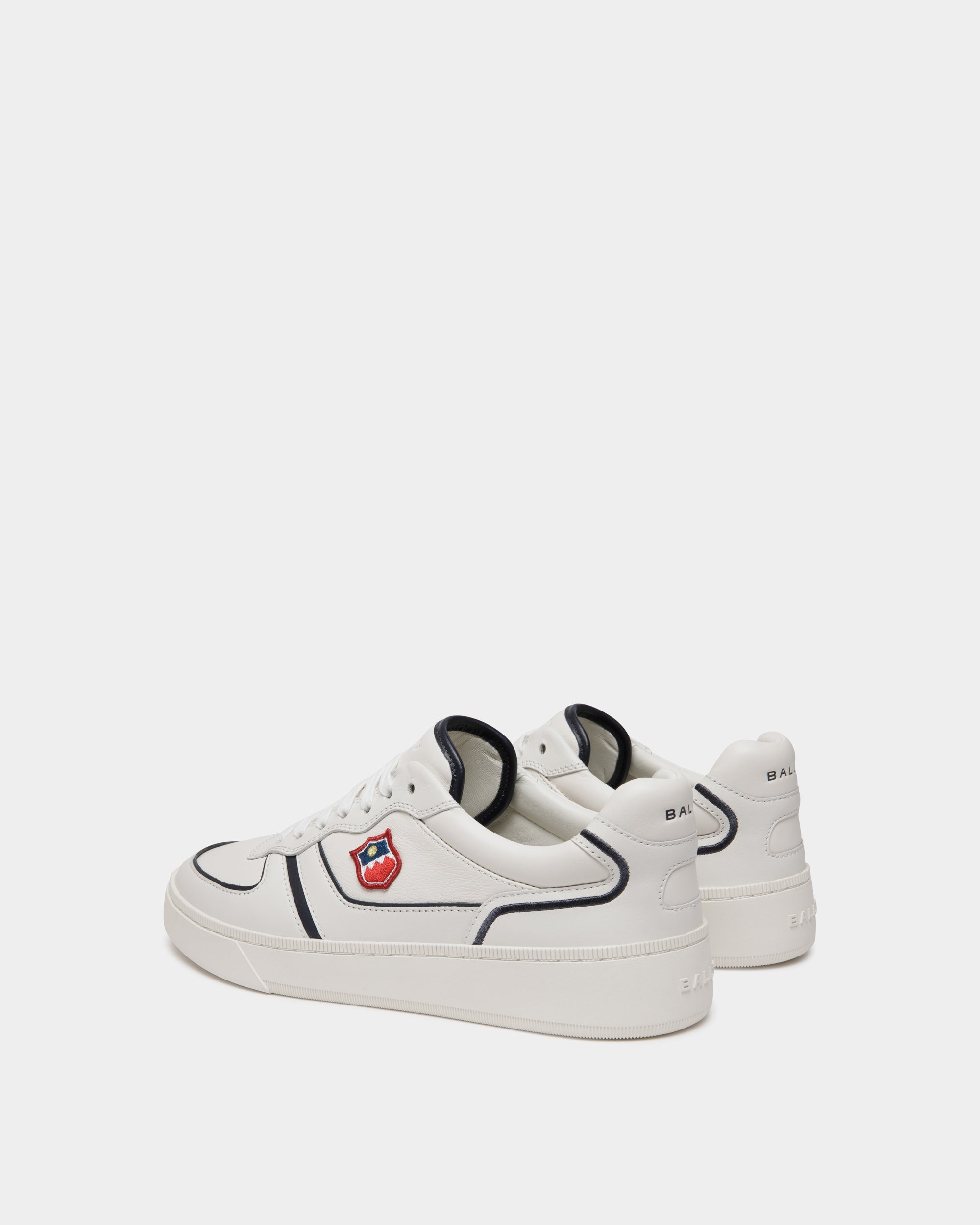 Sneaker Raise En Cuir Blanc Et Navy Blue - Homme - Bally - 04