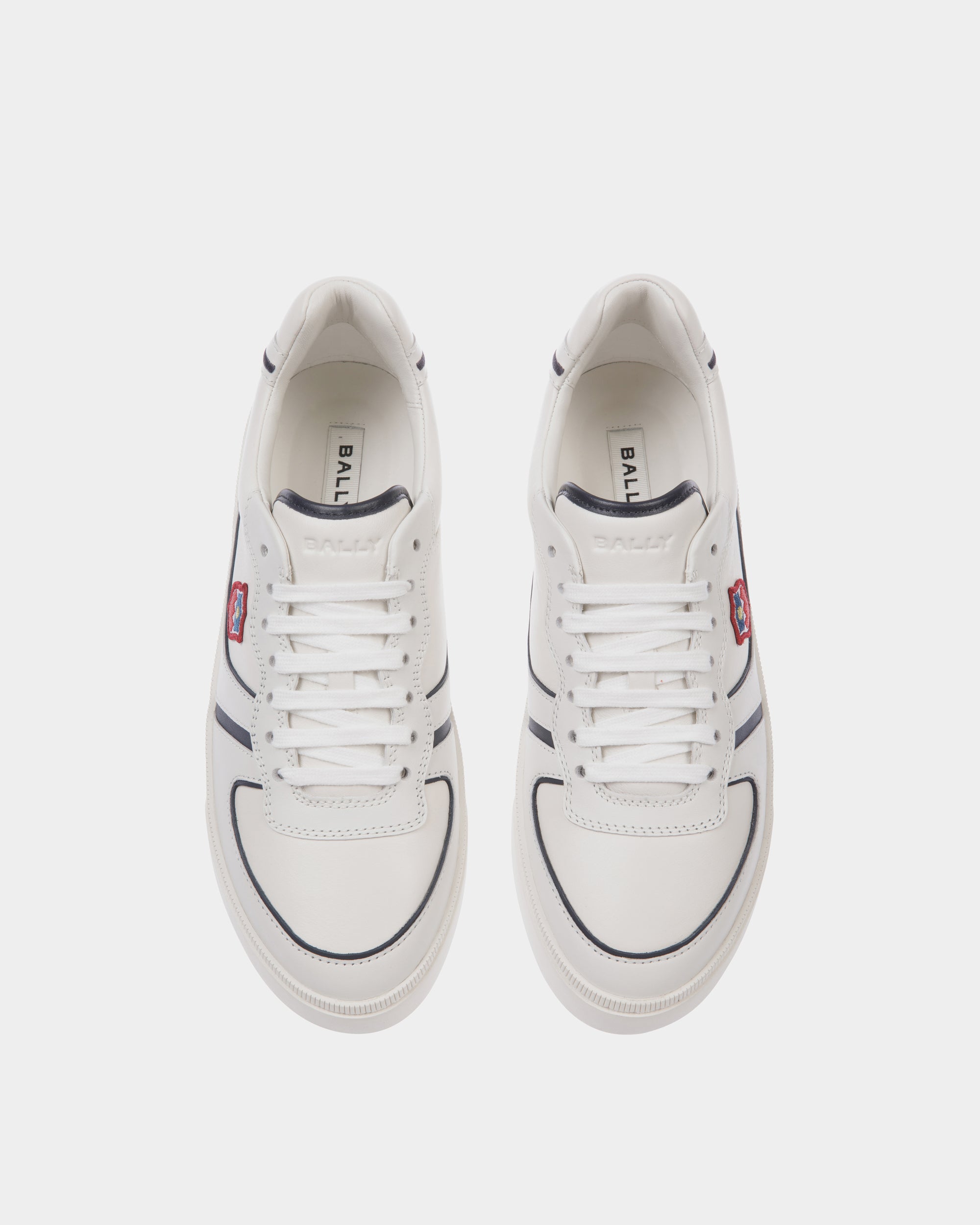 Sneaker Raise En Cuir Blanc Et Navy Blue - Homme - Bally - 05