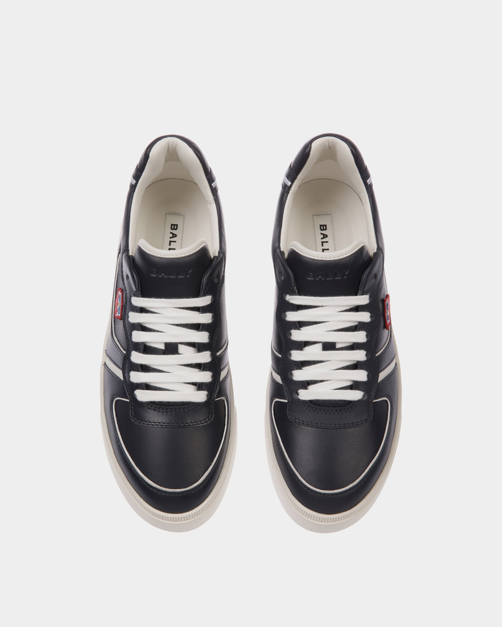 Sneaker Raise En Cuir Navy Blue Et Blanc - Homme - Bally - 05