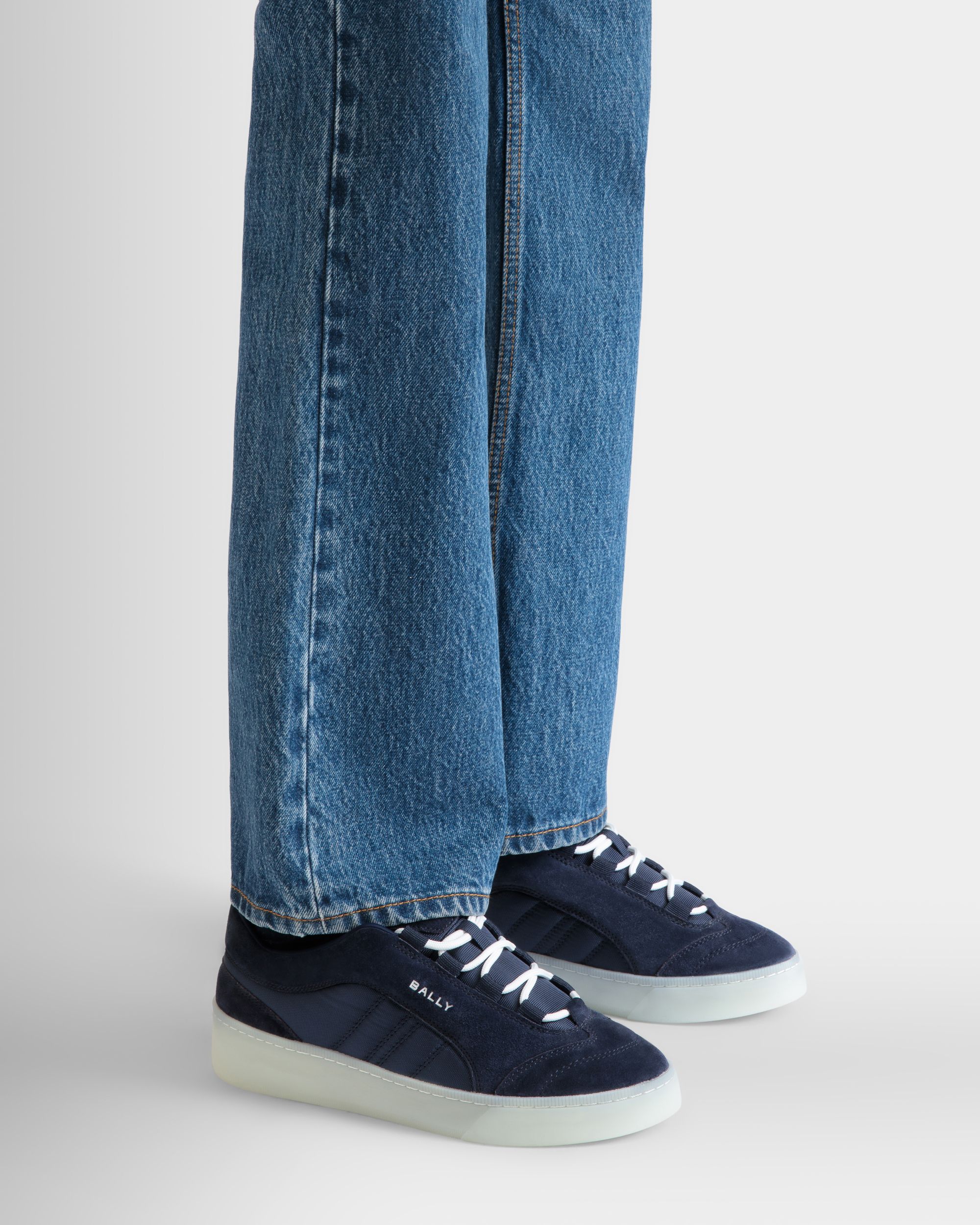 Sneaker Raise En Daim Et Nylon Navy Blue - Homme - Bally - 02