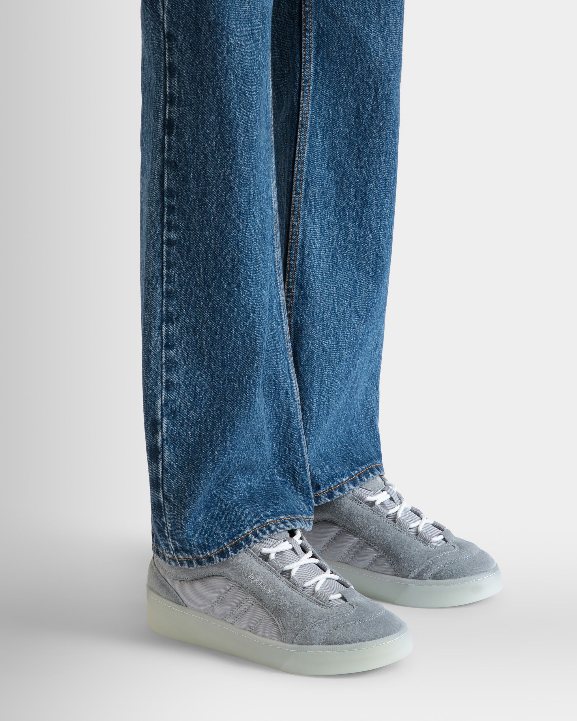 Sneaker Raise En Daim Et Nylon Light Grey - Homme - Bally - 02