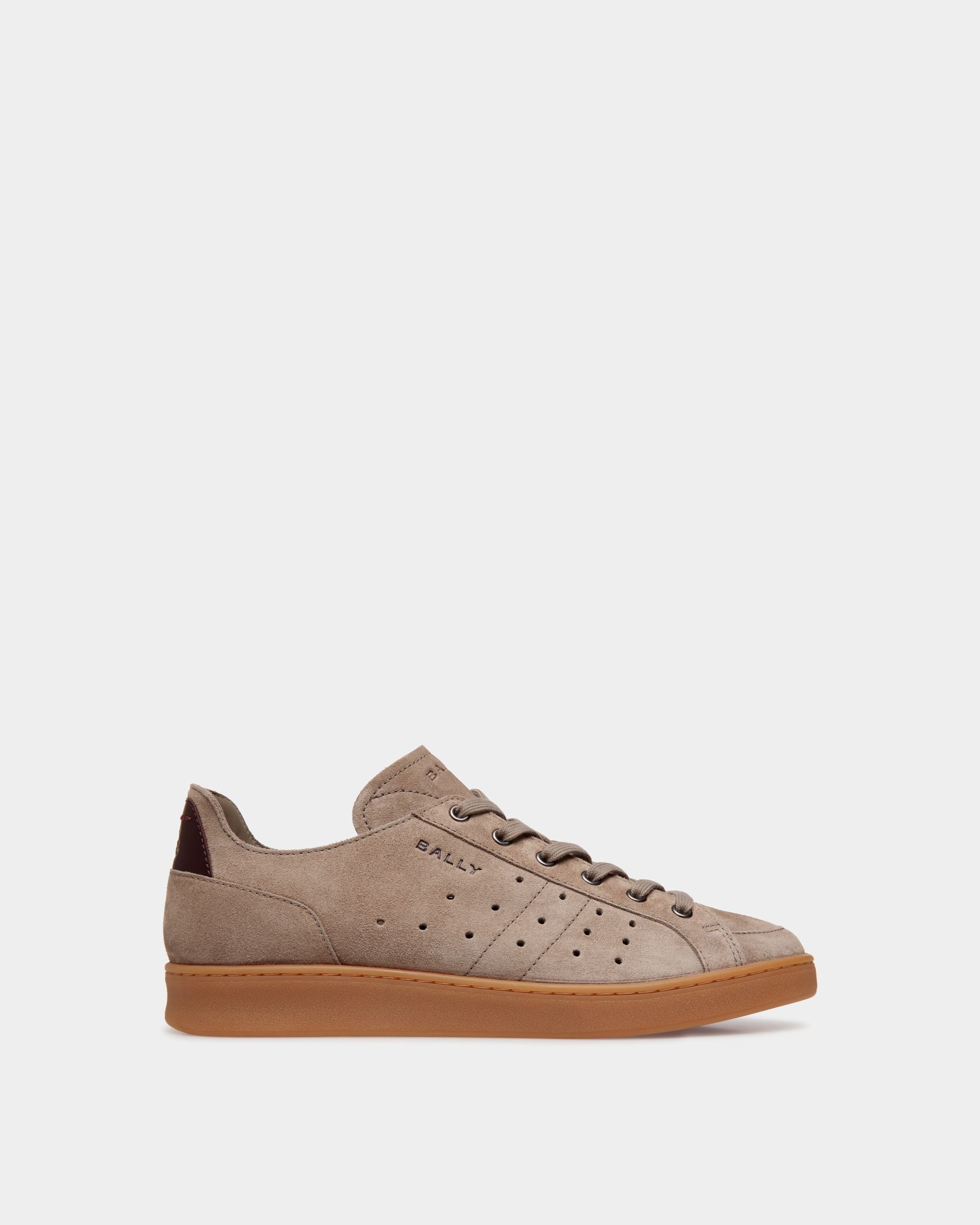 Sneaker Tennis En Daim Taupe Et Deep Burgundy - Homme - Bally - 01