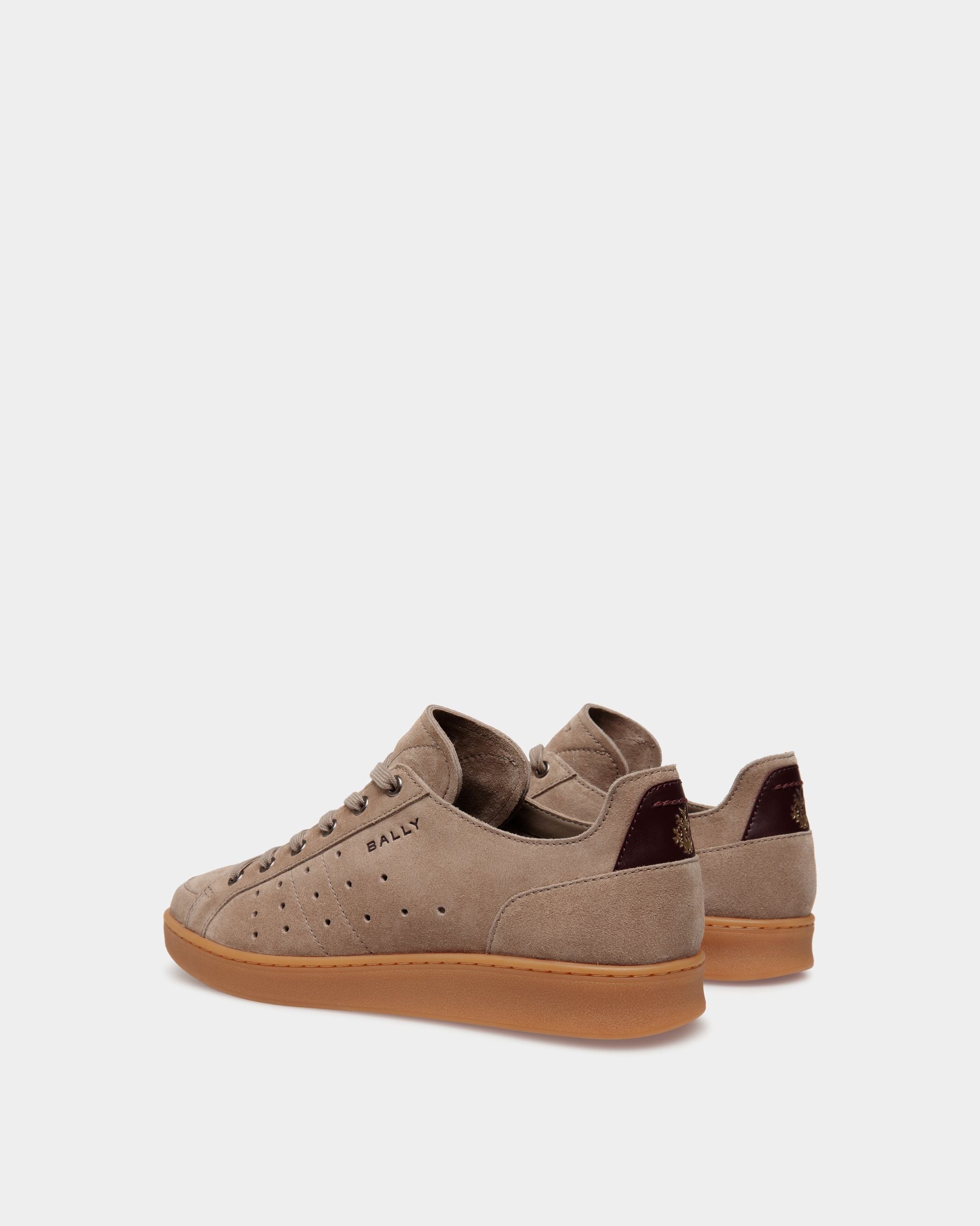 Sneaker Tennis En Daim Taupe Et Deep Burgundy - Homme - Bally - 04