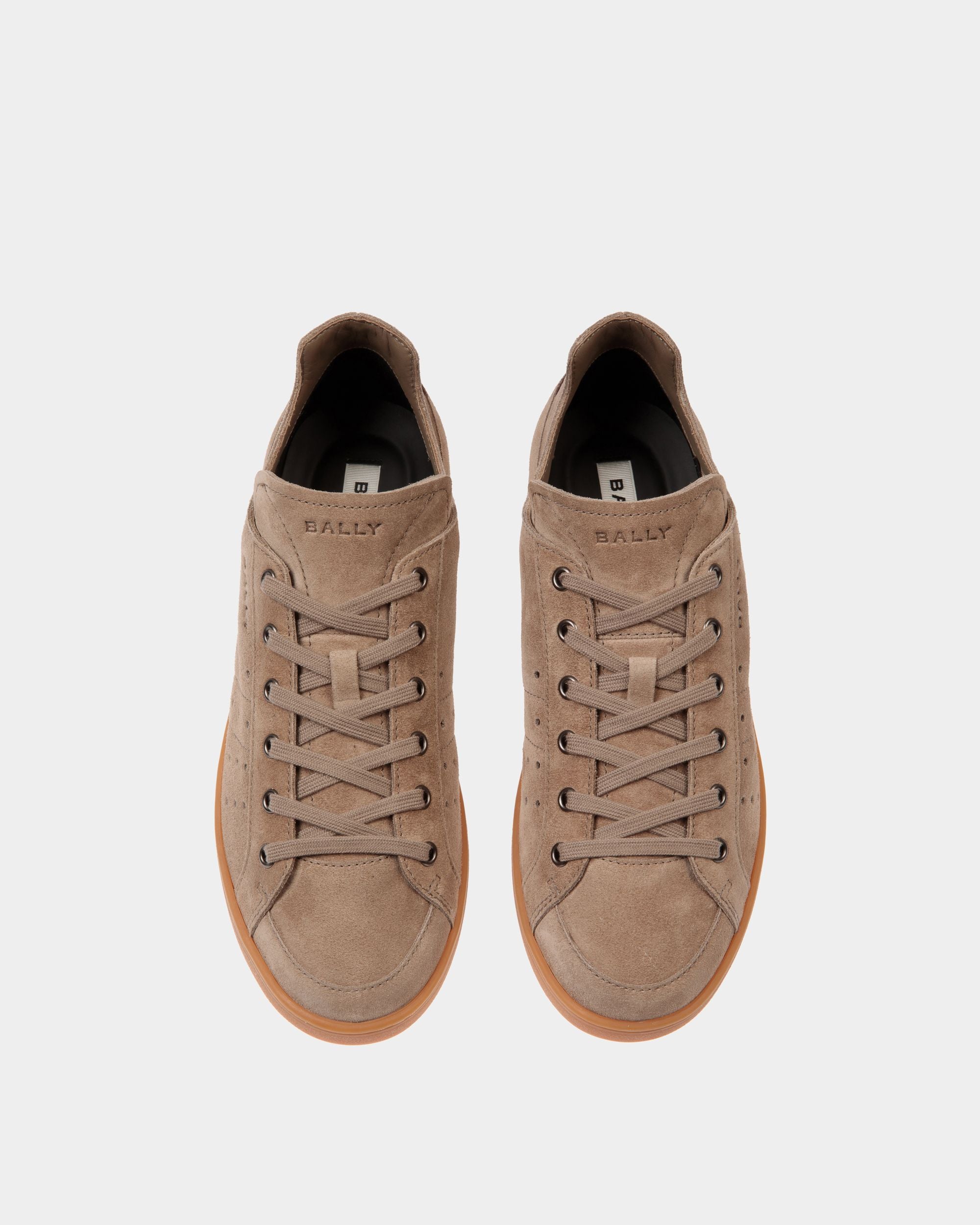 Sneaker Tennis En Daim Taupe Et Deep Burgundy - Homme - Bally - 05