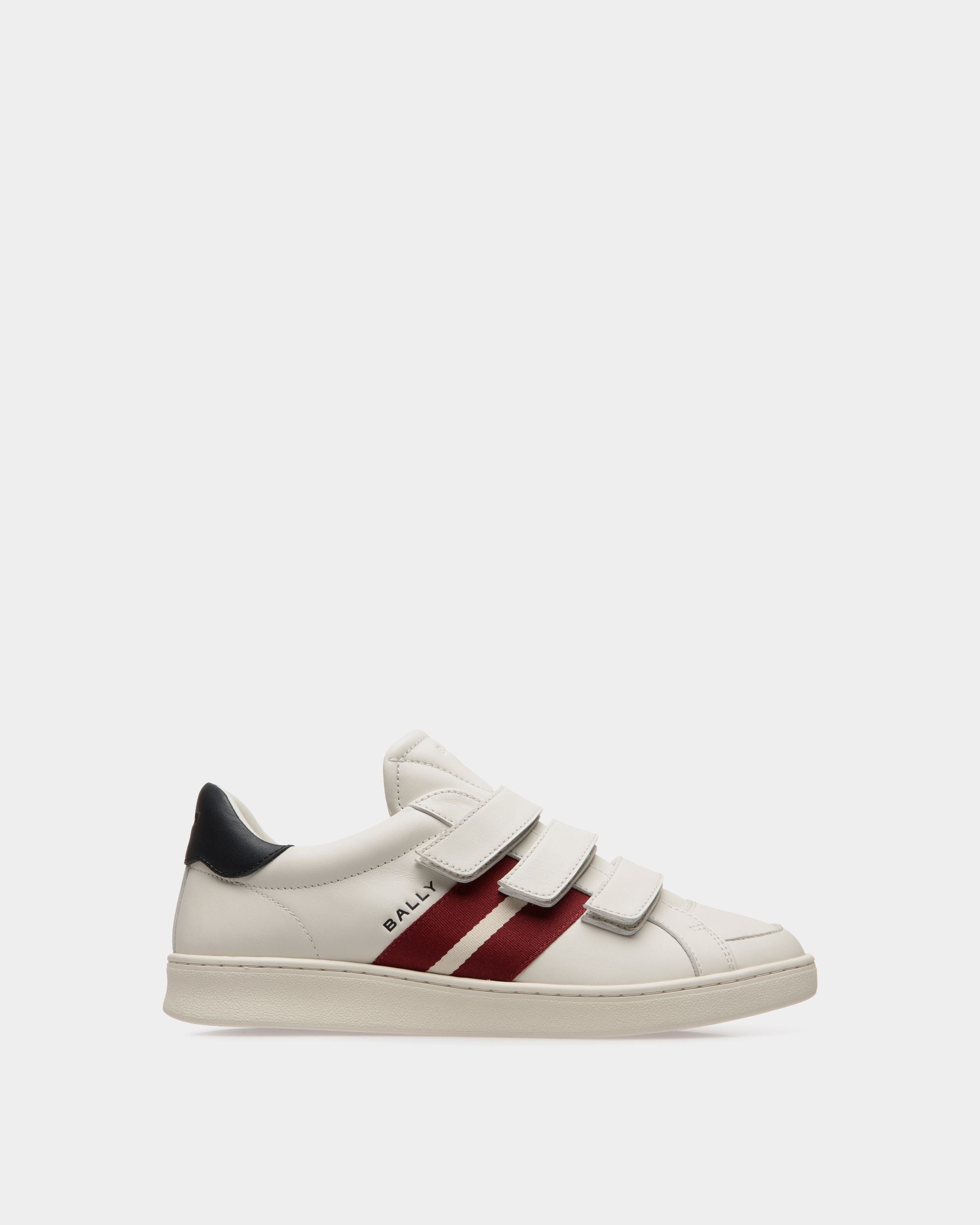 Sneaker Tennis En Cuir Blanc Et Navy Blue - Homme - Bally - 01
