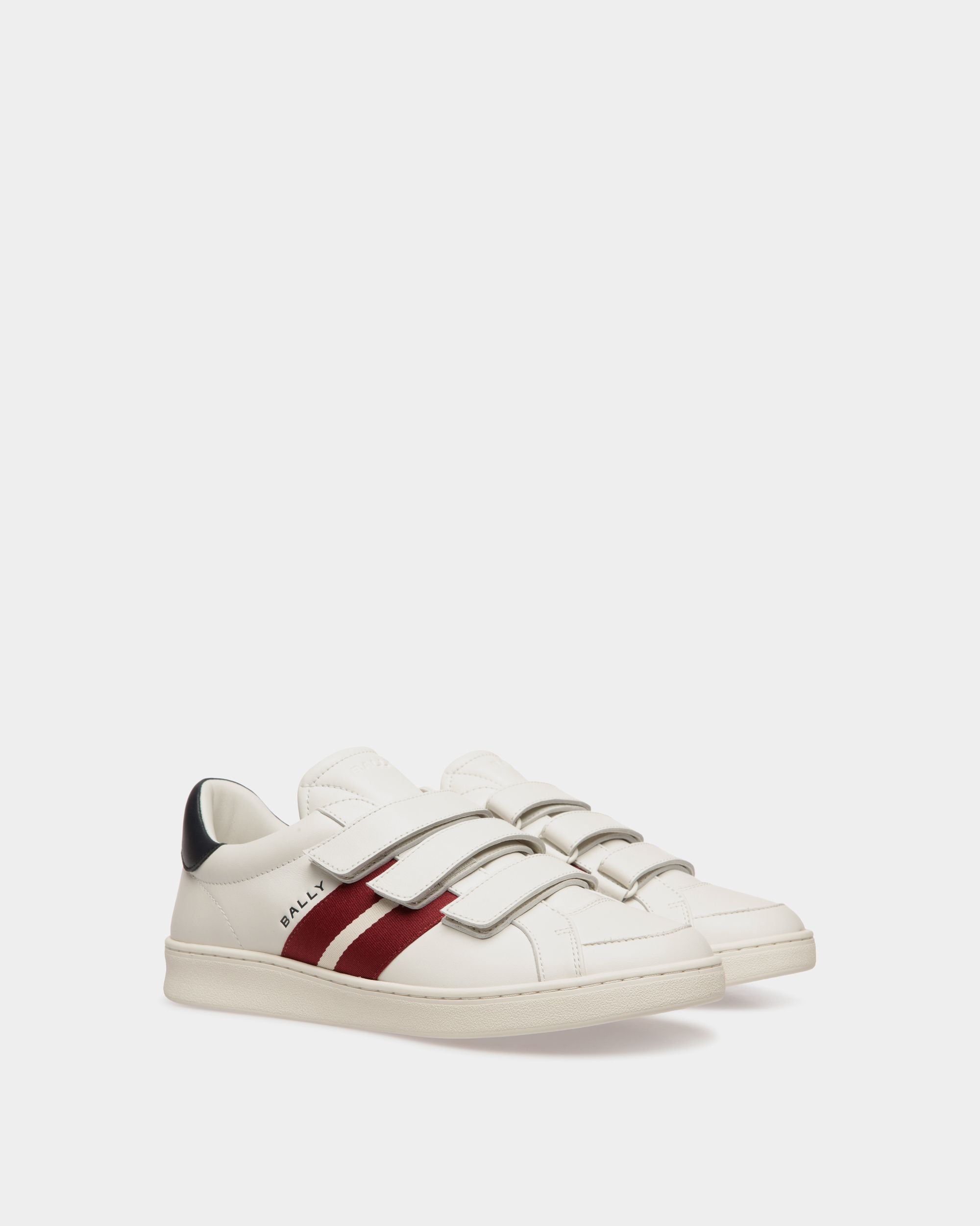 Sneaker Tennis En Cuir Blanc Et Navy Blue - Homme - Bally - 03