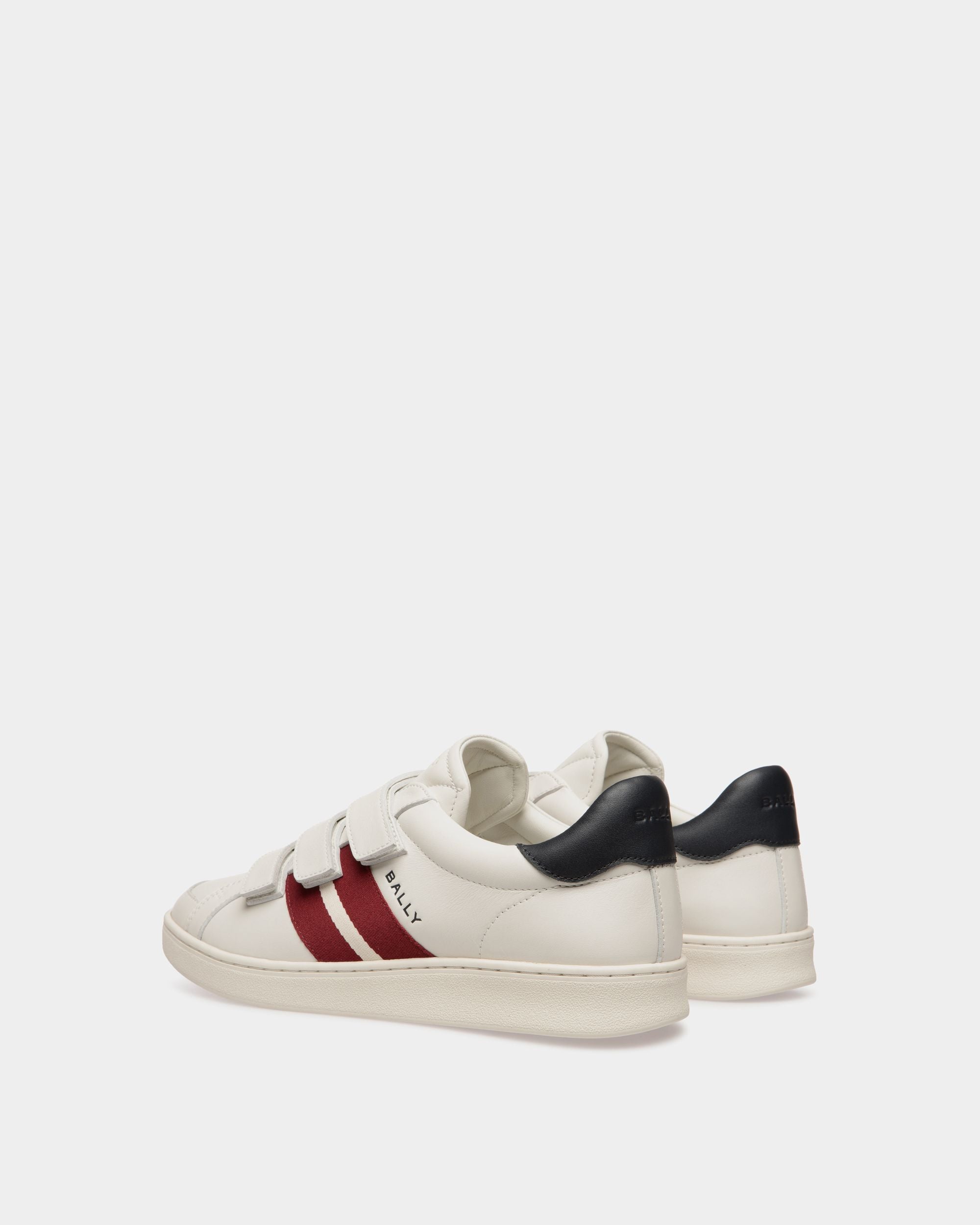 Sneaker Tennis En Cuir Blanc Et Navy Blue - Homme - Bally - 04