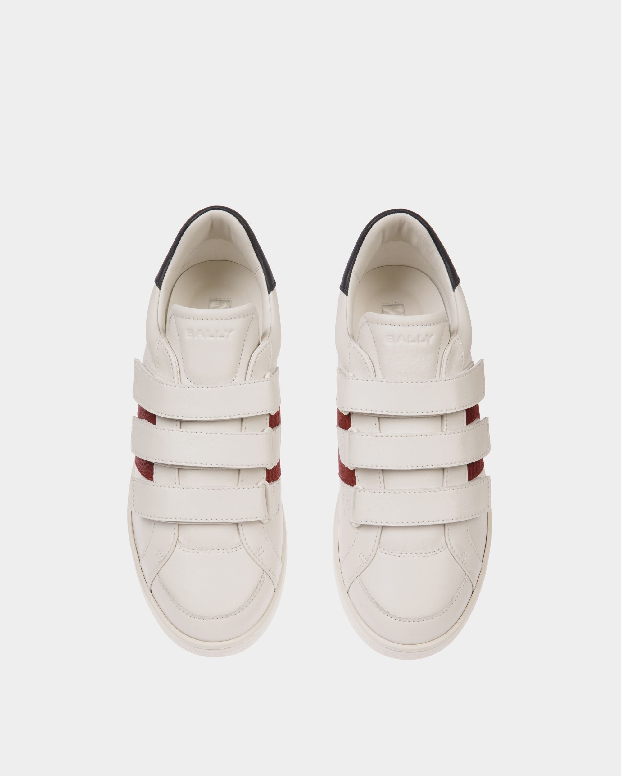 Sneaker Tennis En Cuir Blanc Et Navy Blue - Homme - Bally - 05