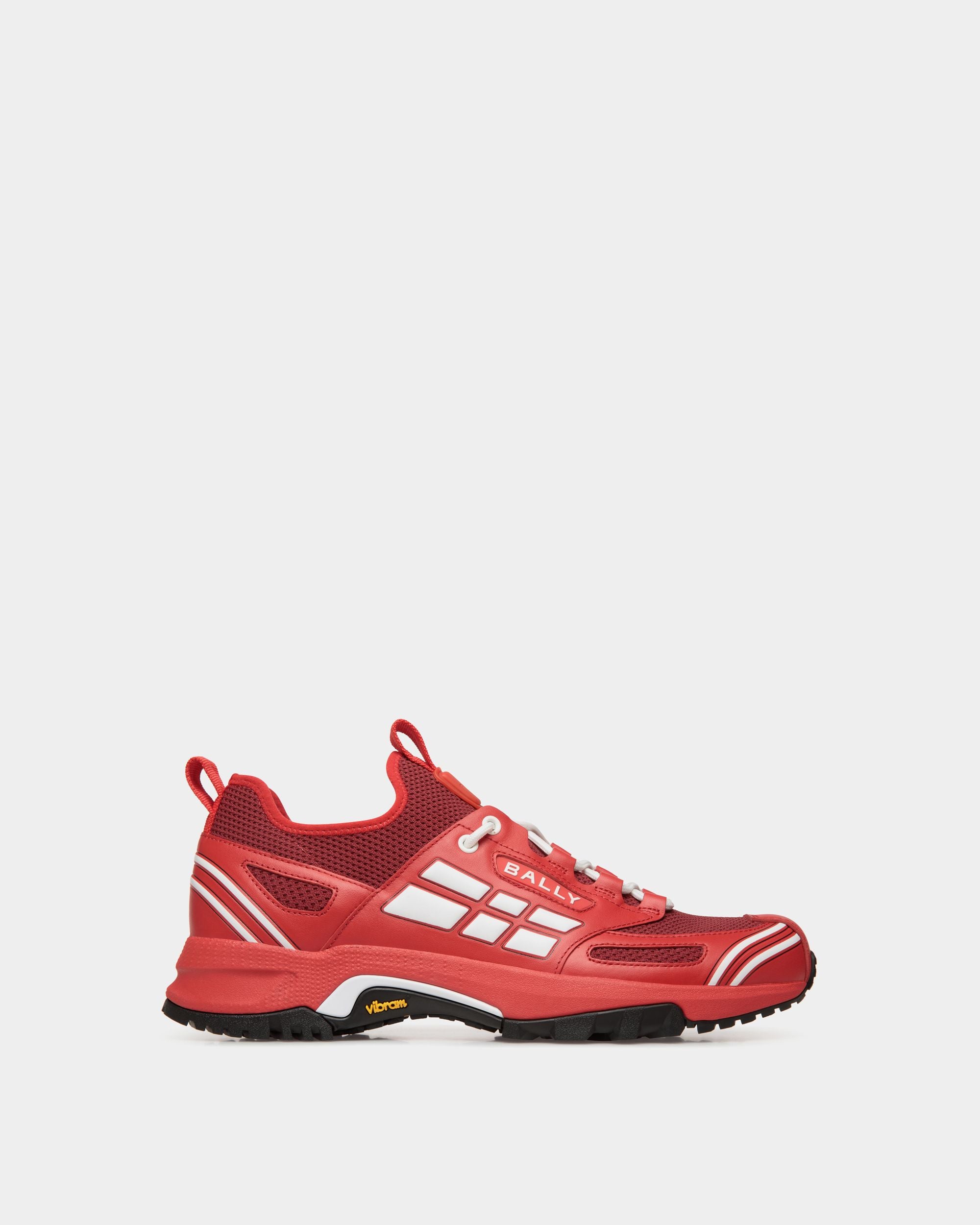 Sneaker Faster En Cuir Et Maille Rouges - Homme - Bally - 01