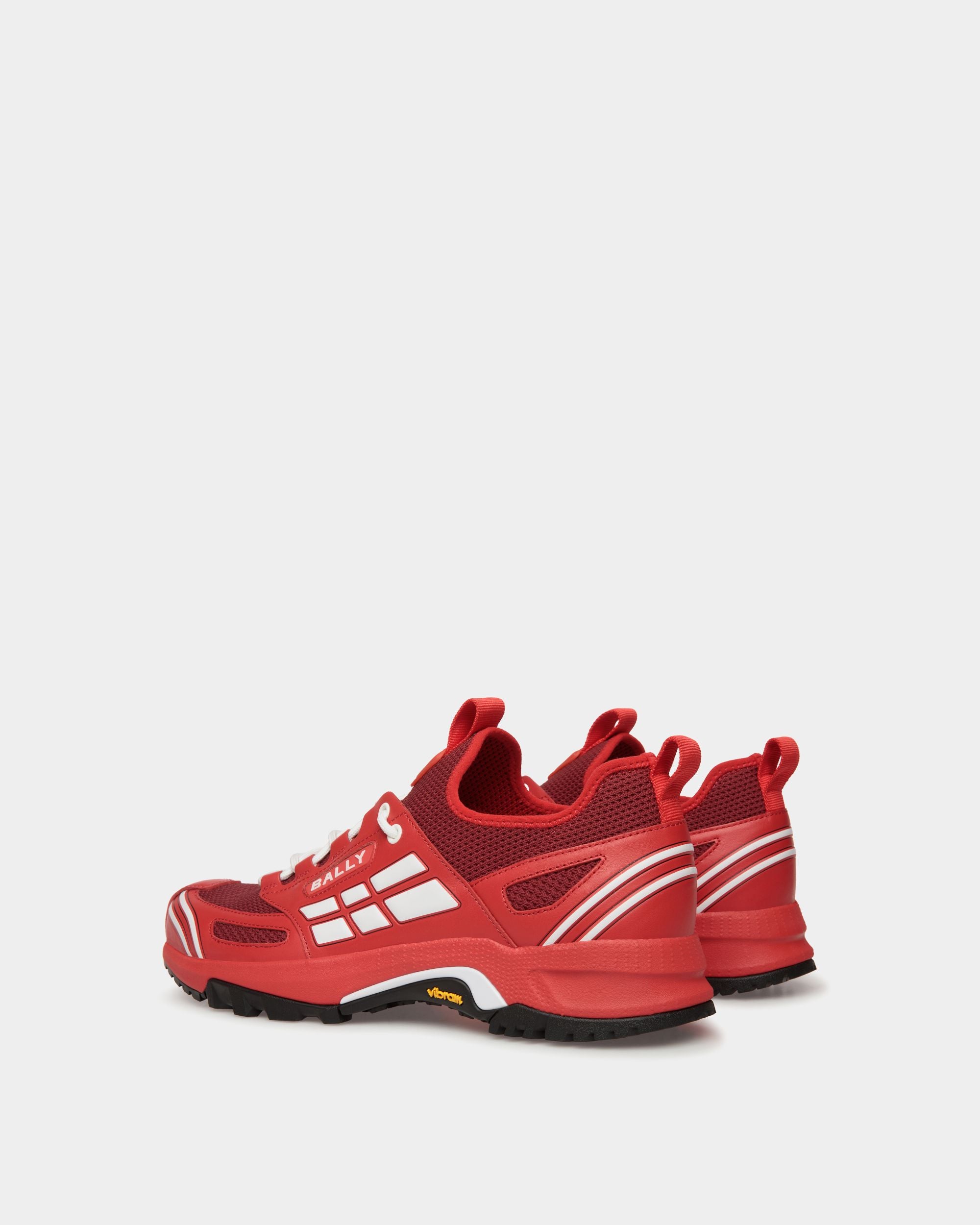 Sneaker Faster En Cuir Et Maille Rouges - Homme - Bally - 04