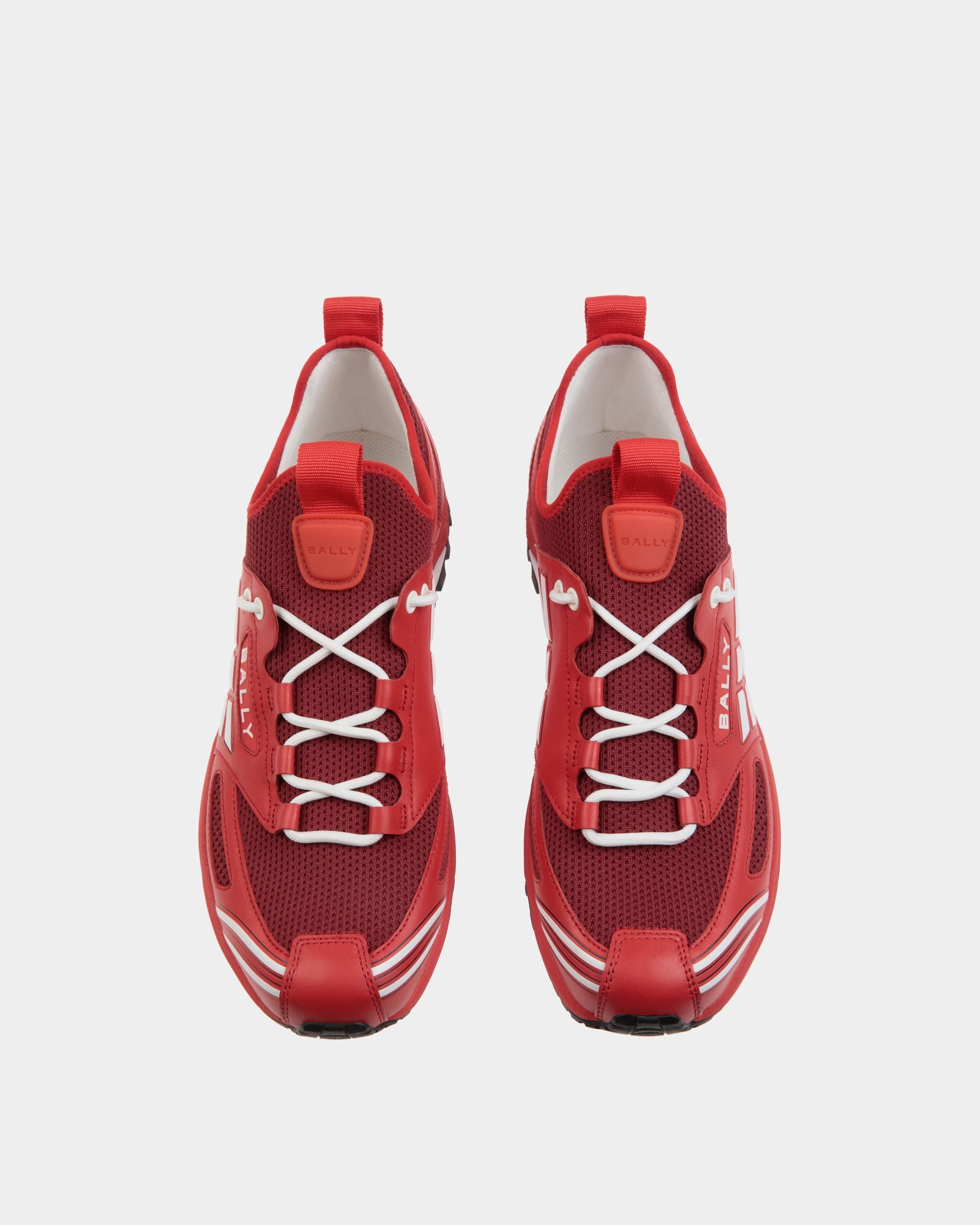Sneaker Faster En Cuir Et Maille Rouges - Homme - Bally - 05