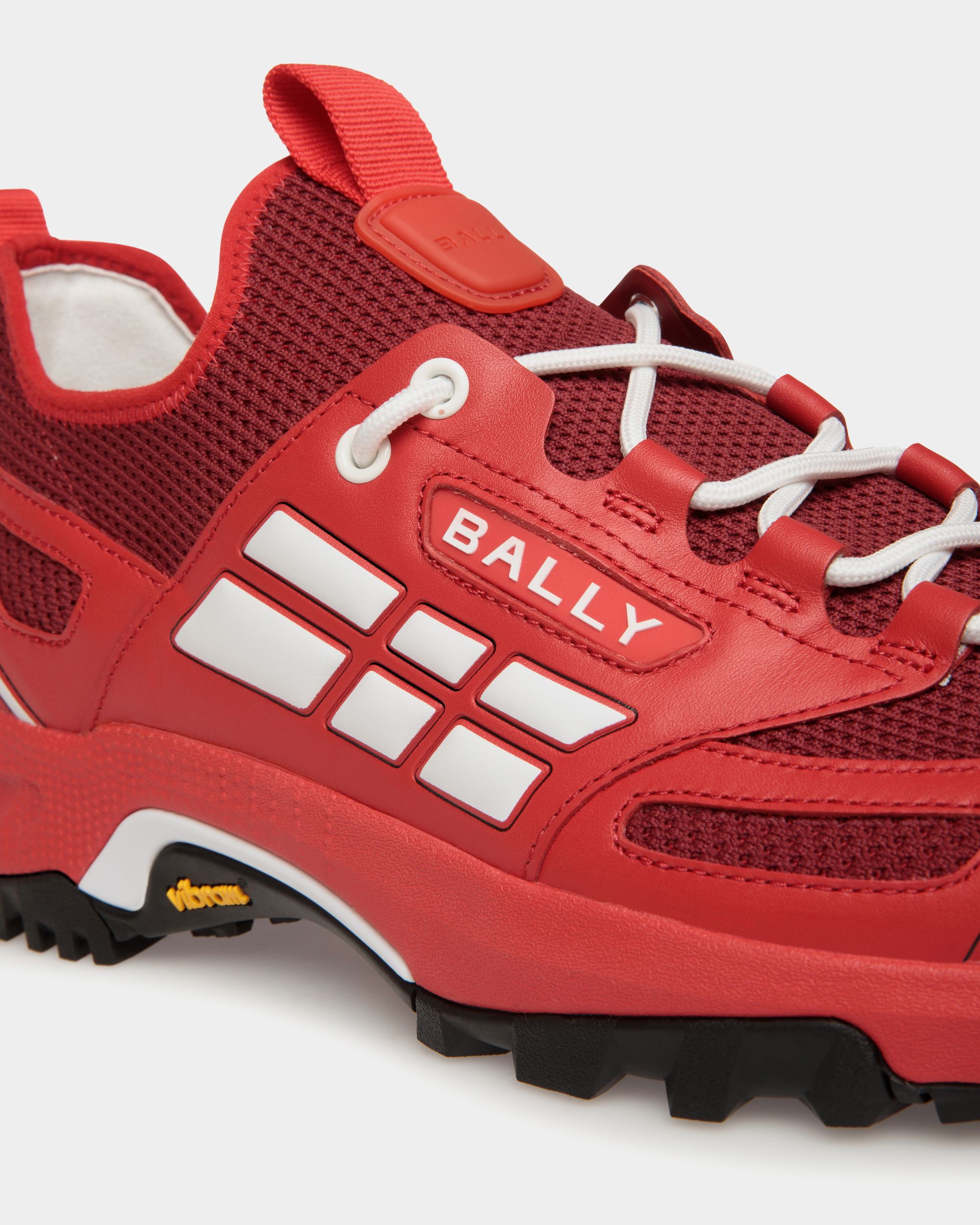 Sneaker Faster En Cuir Et Maille Rouges - Homme - Bally - 06