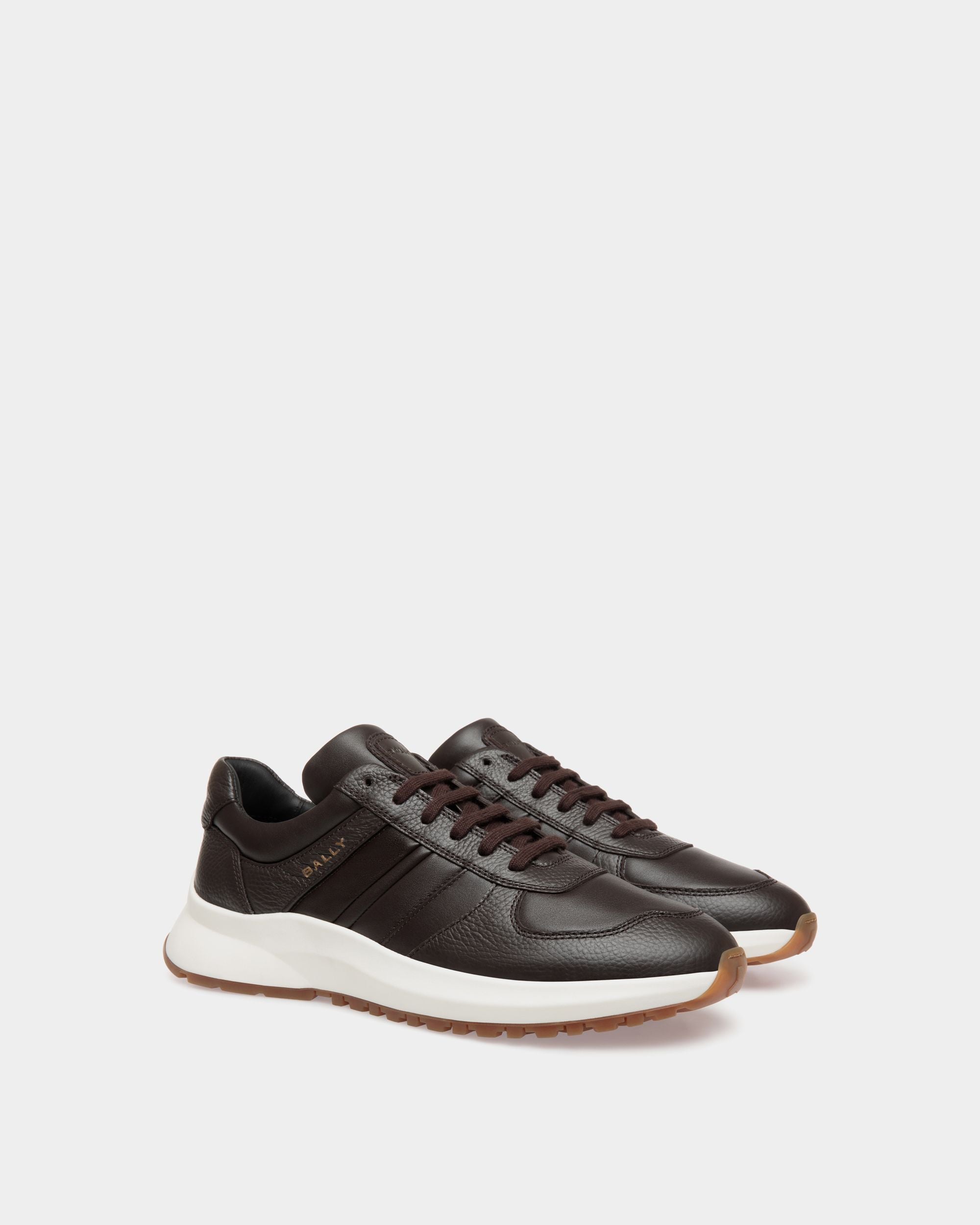 Sneaker Outline En Cuir Grainé Ebano - Homme - Bally - 02