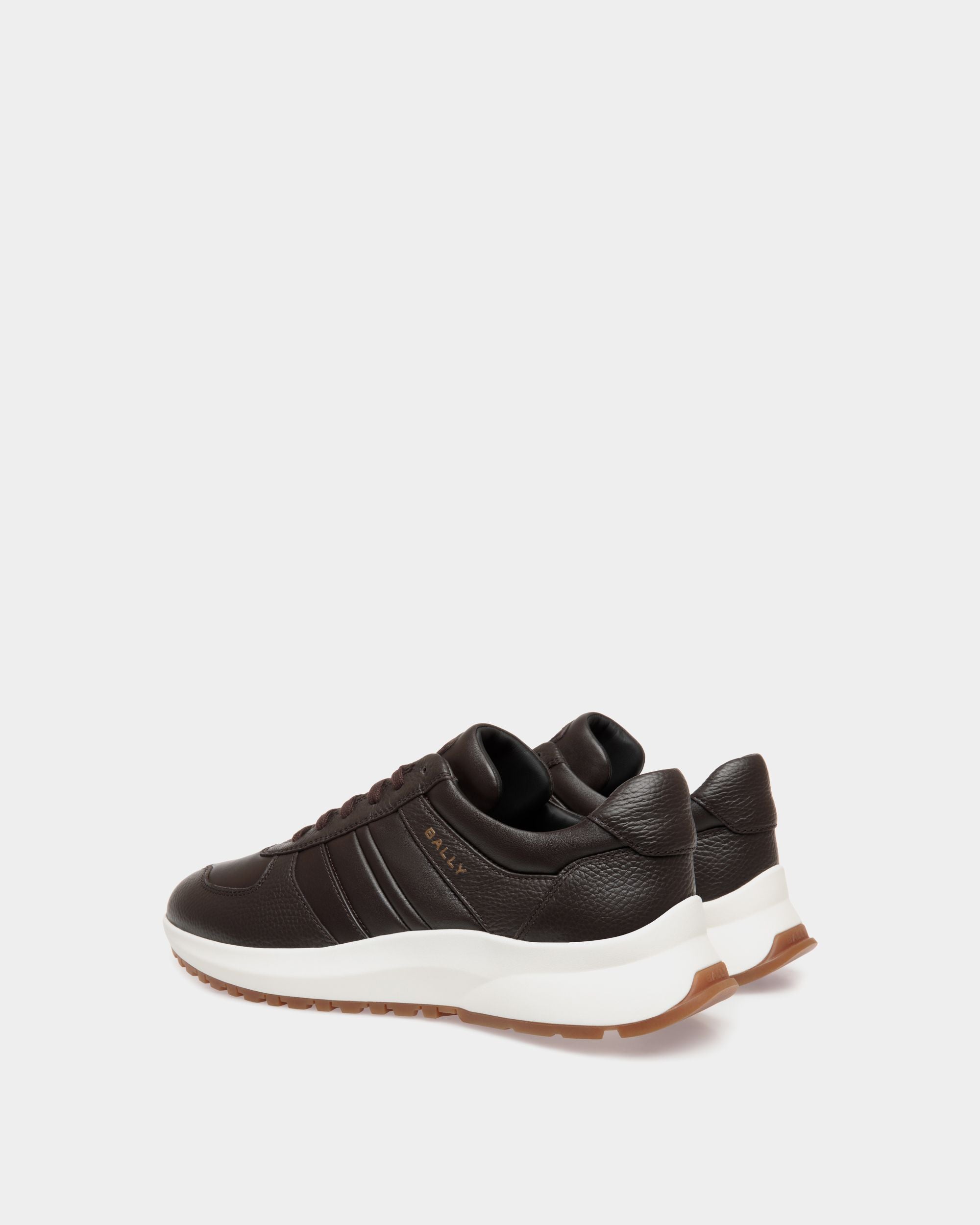 Sneaker Outline En Cuir Grainé Ebano - Homme - Bally - 03