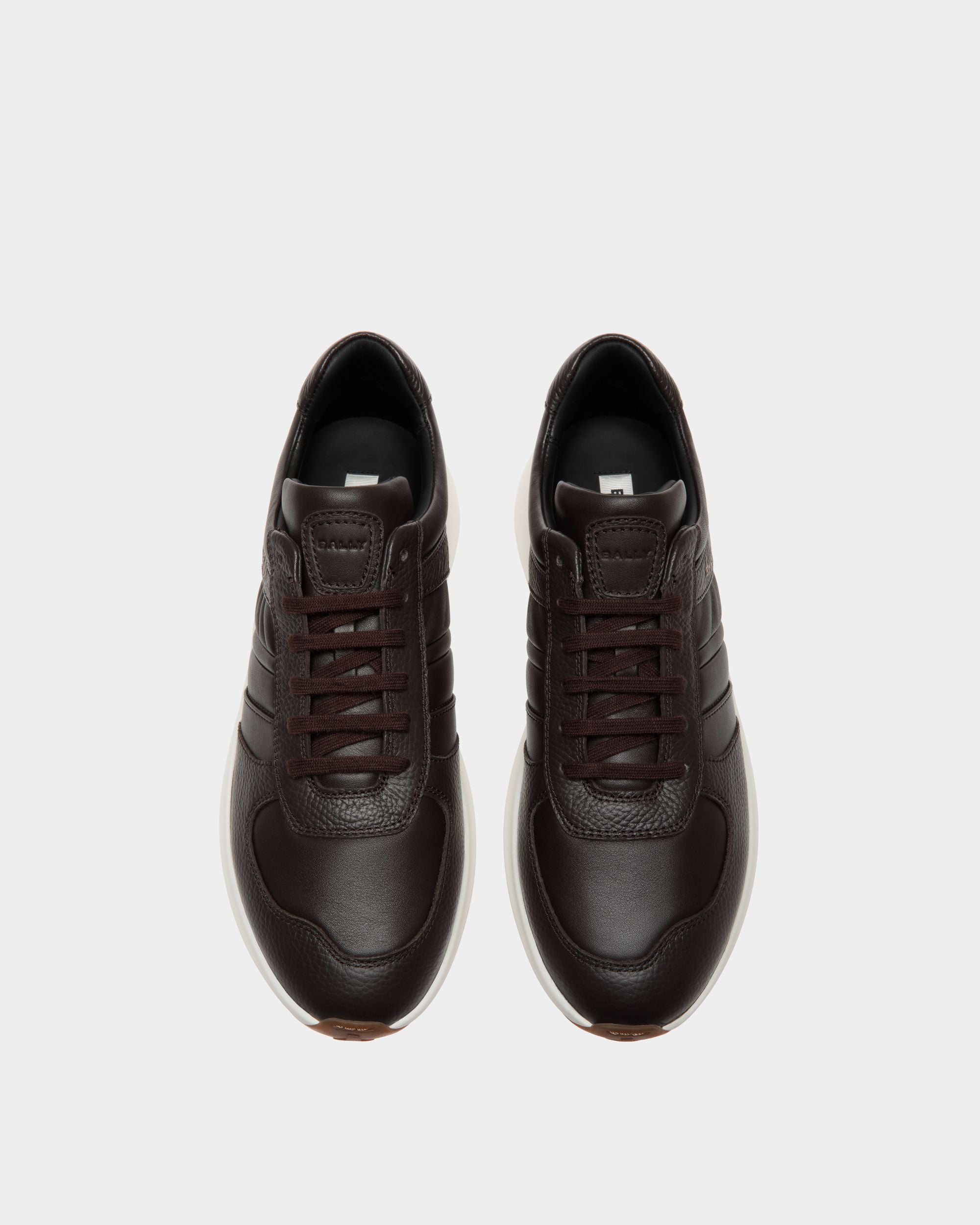 Sneaker Outline En Cuir Grainé Ebano - Homme - Bally - 04