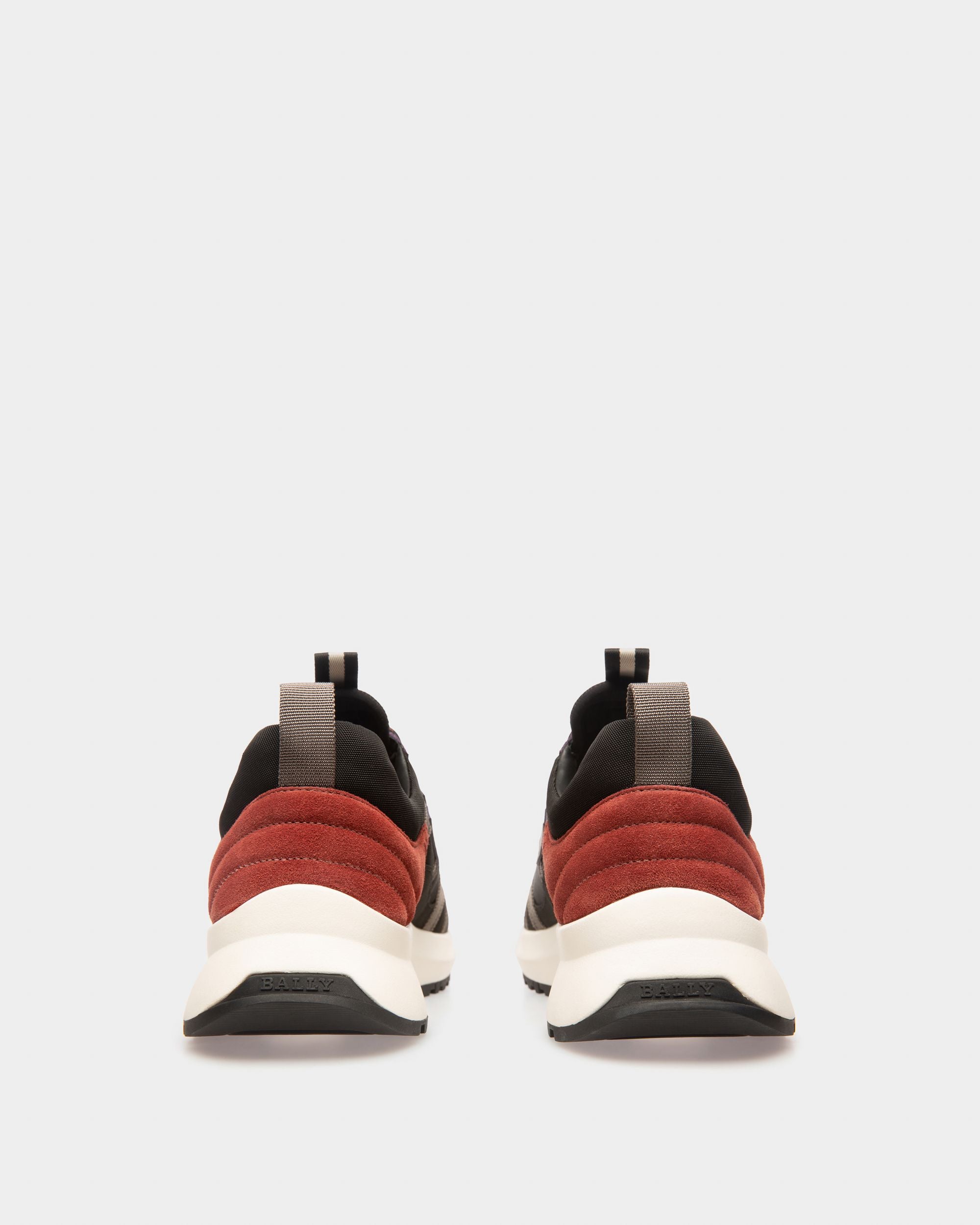 Damon Baskets En Tissu Et Cuir Noir Et Rouge Héritage - Homme - Bally - 04