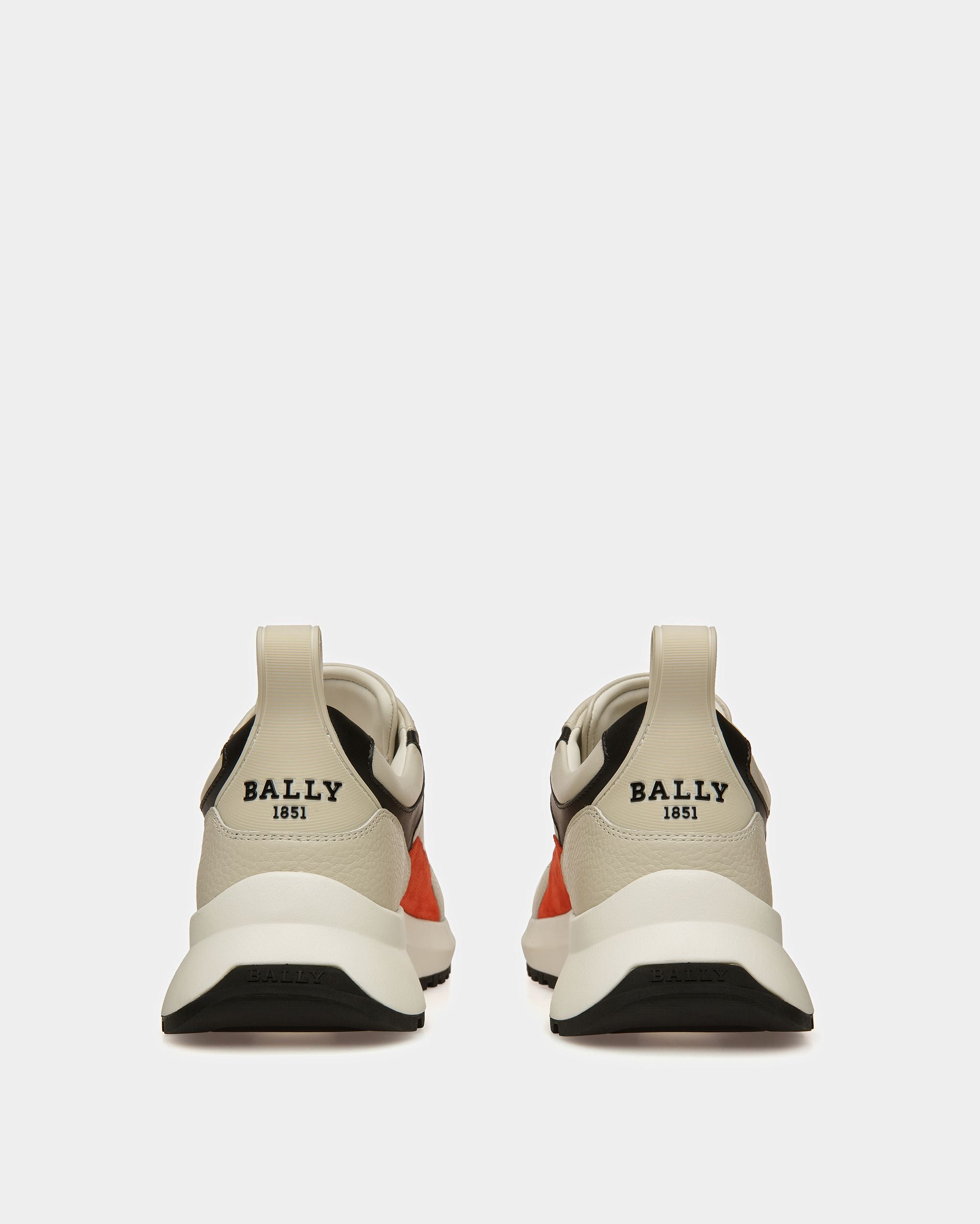 Dave Sneakers En Cuir Et Tissu Blanc Poussière Et Orange - Homme - Bally - 03