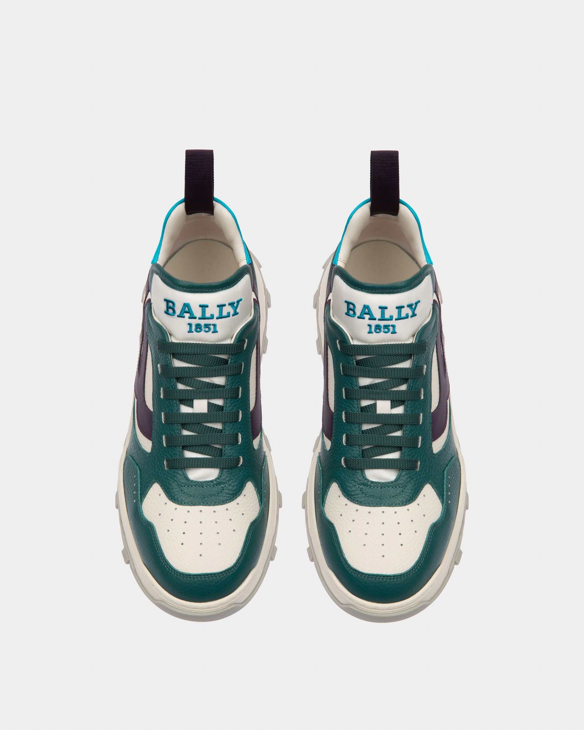 Holden Sneakers En Cuir Et Tissu Vert Et Blanc - Homme - Bally - 02