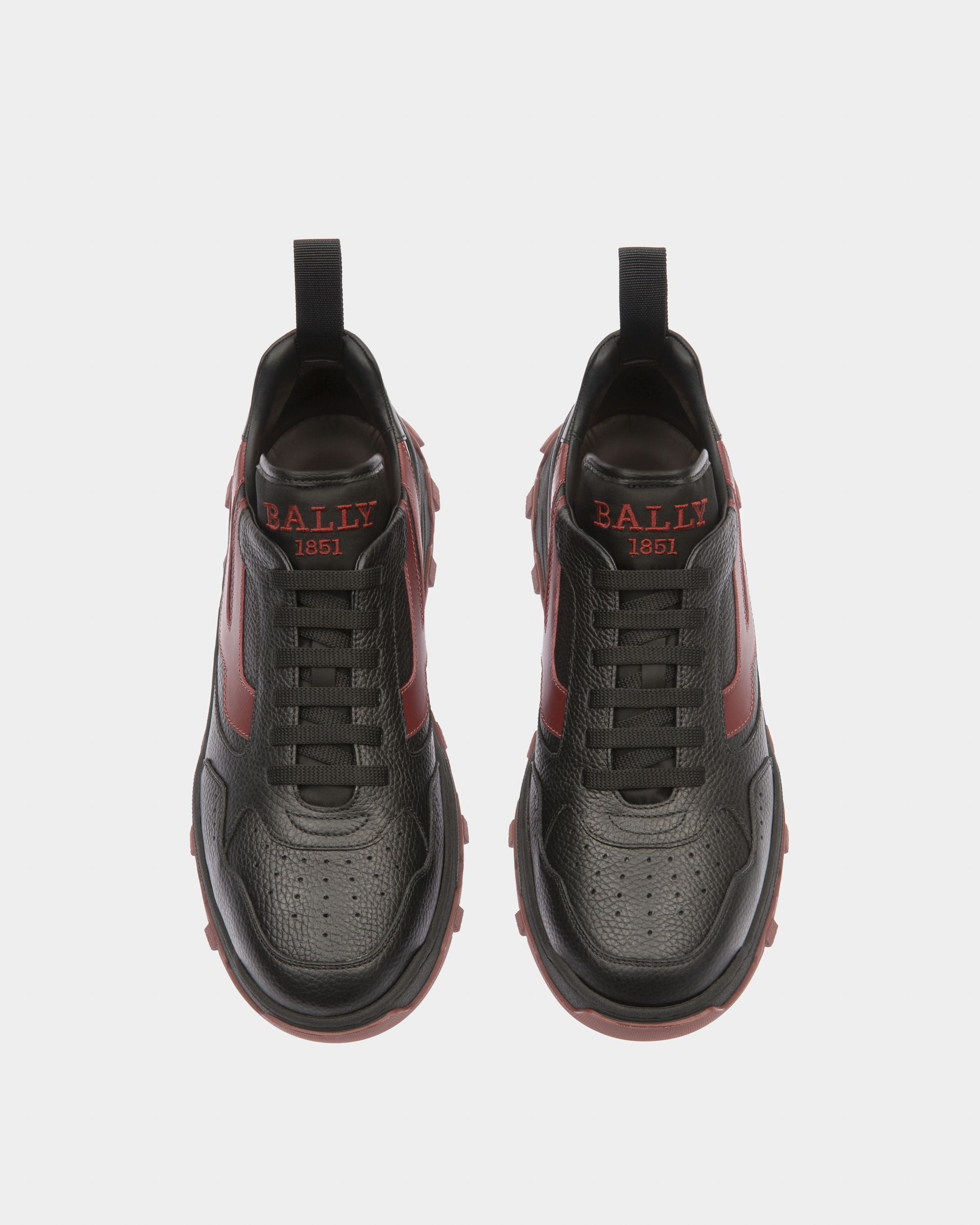 Holden Sneakers En Tissu Et Cuir Et Tissu Noir Et Rouge Héritage - Homme - Bally - 02