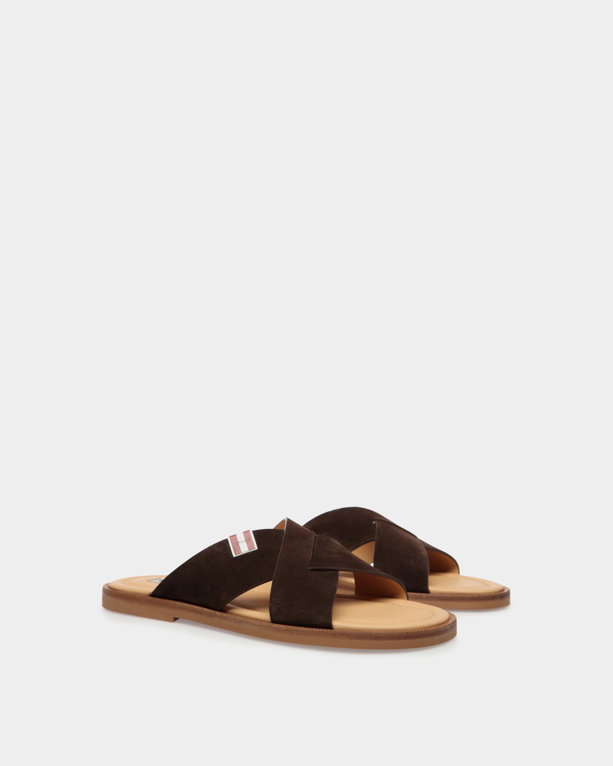 Sandale Glide En Cuir Suédé Ebano - Homme - Bally - 02