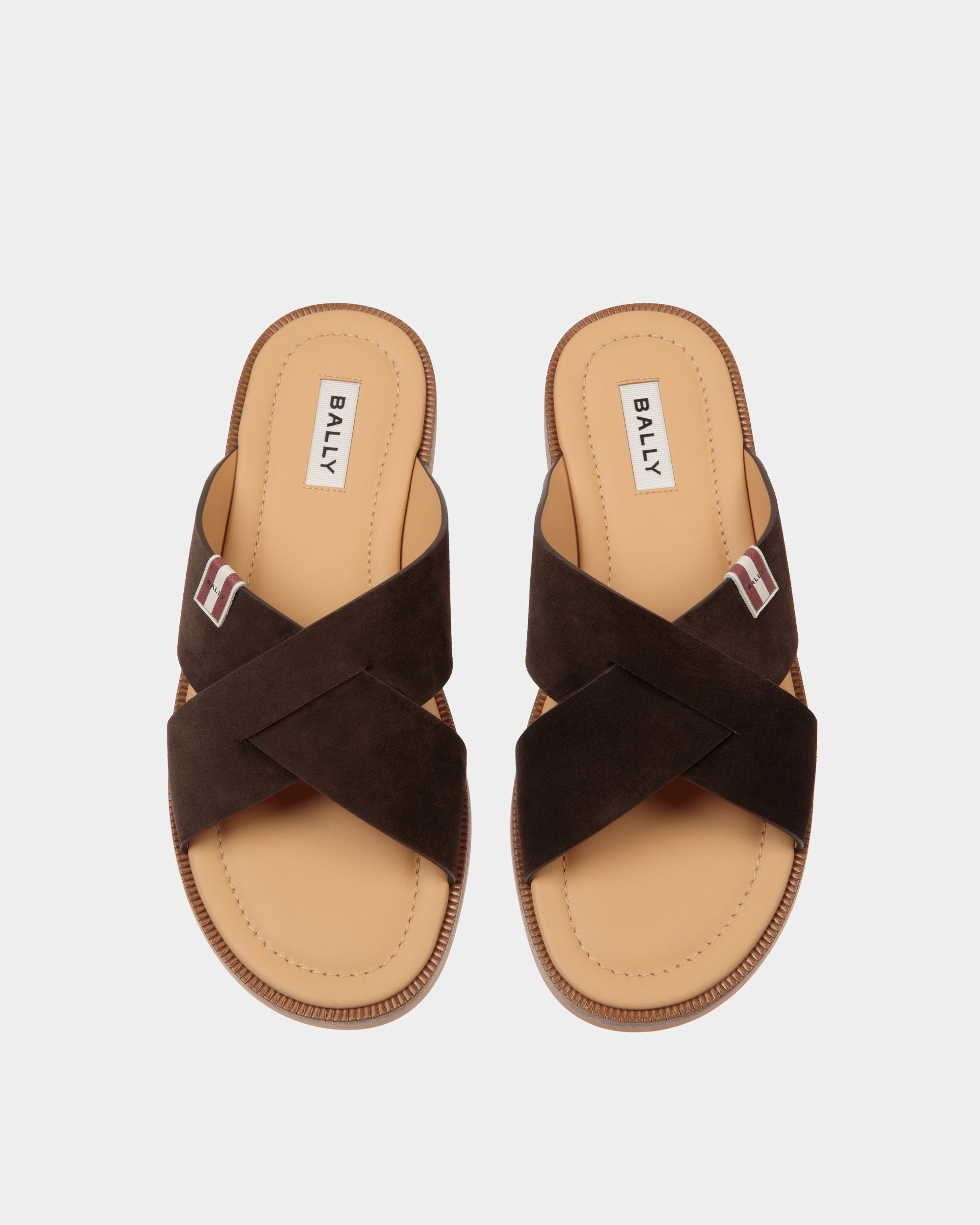 Sandale Glide En Cuir Suédé Ebano - Homme - Bally - 04