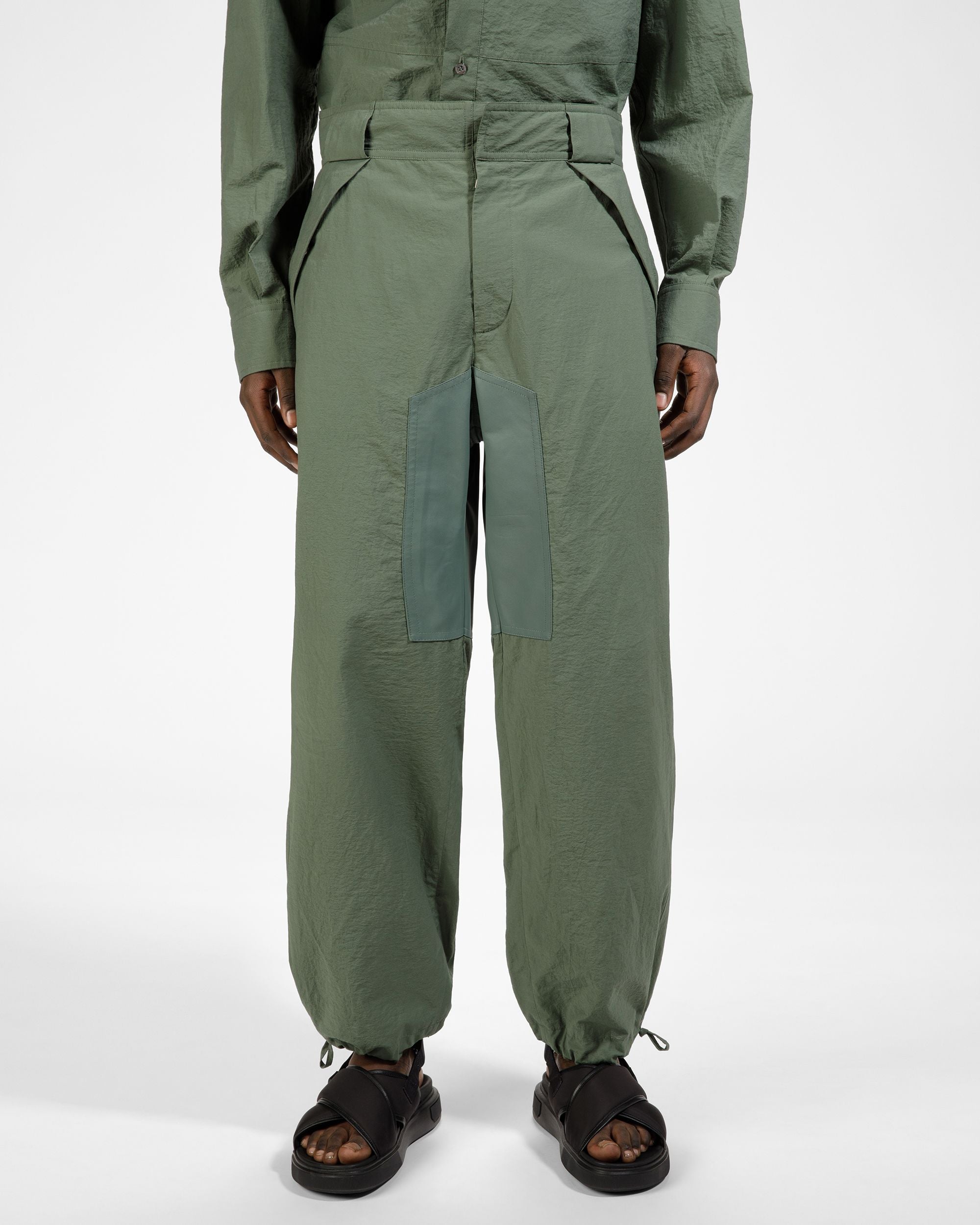 Pantalon Froissé En Coton Mélangé Sauge - Homme - Bally - 01