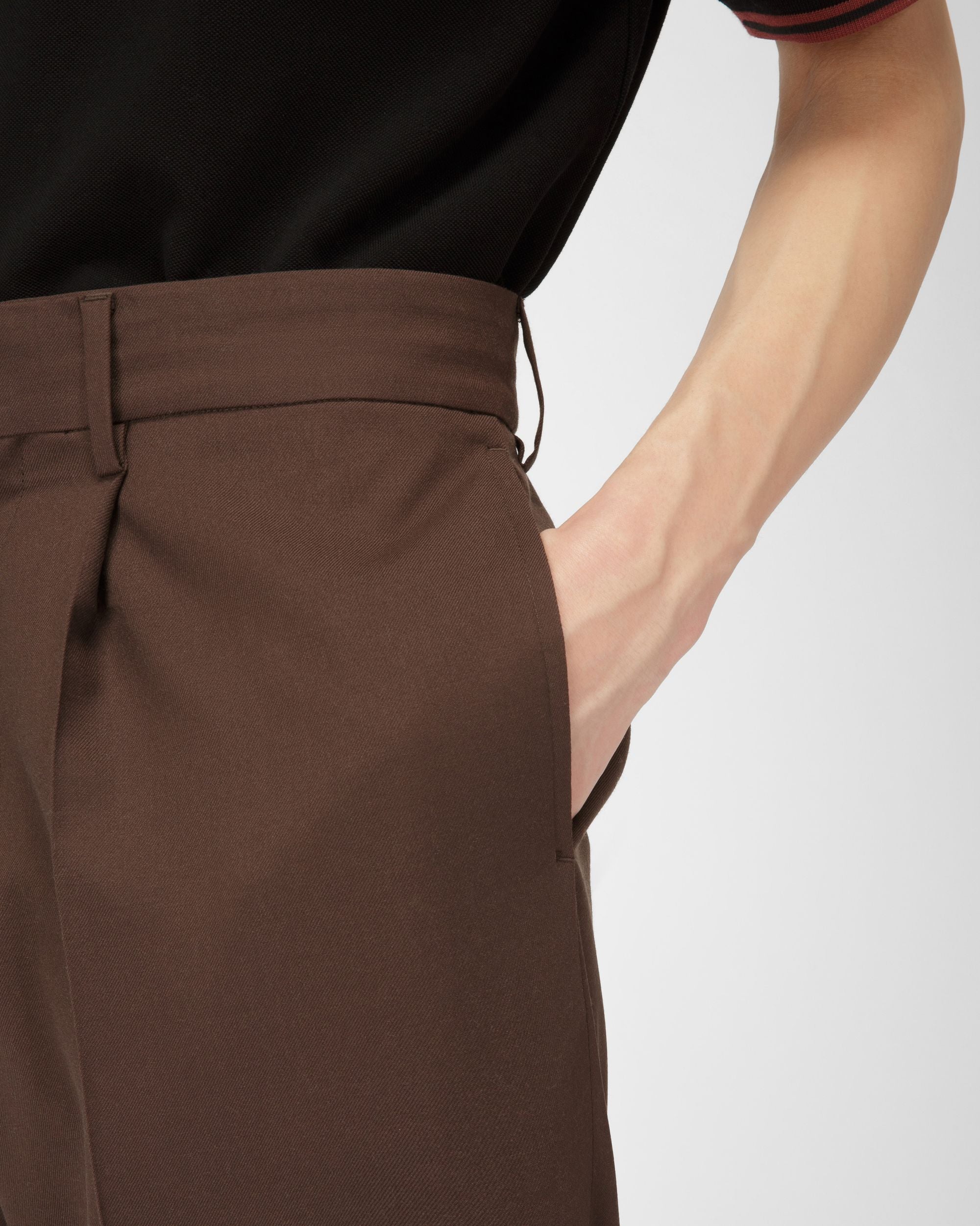 Pantalon En Laine Marron Ébène - Homme - Bally - 02