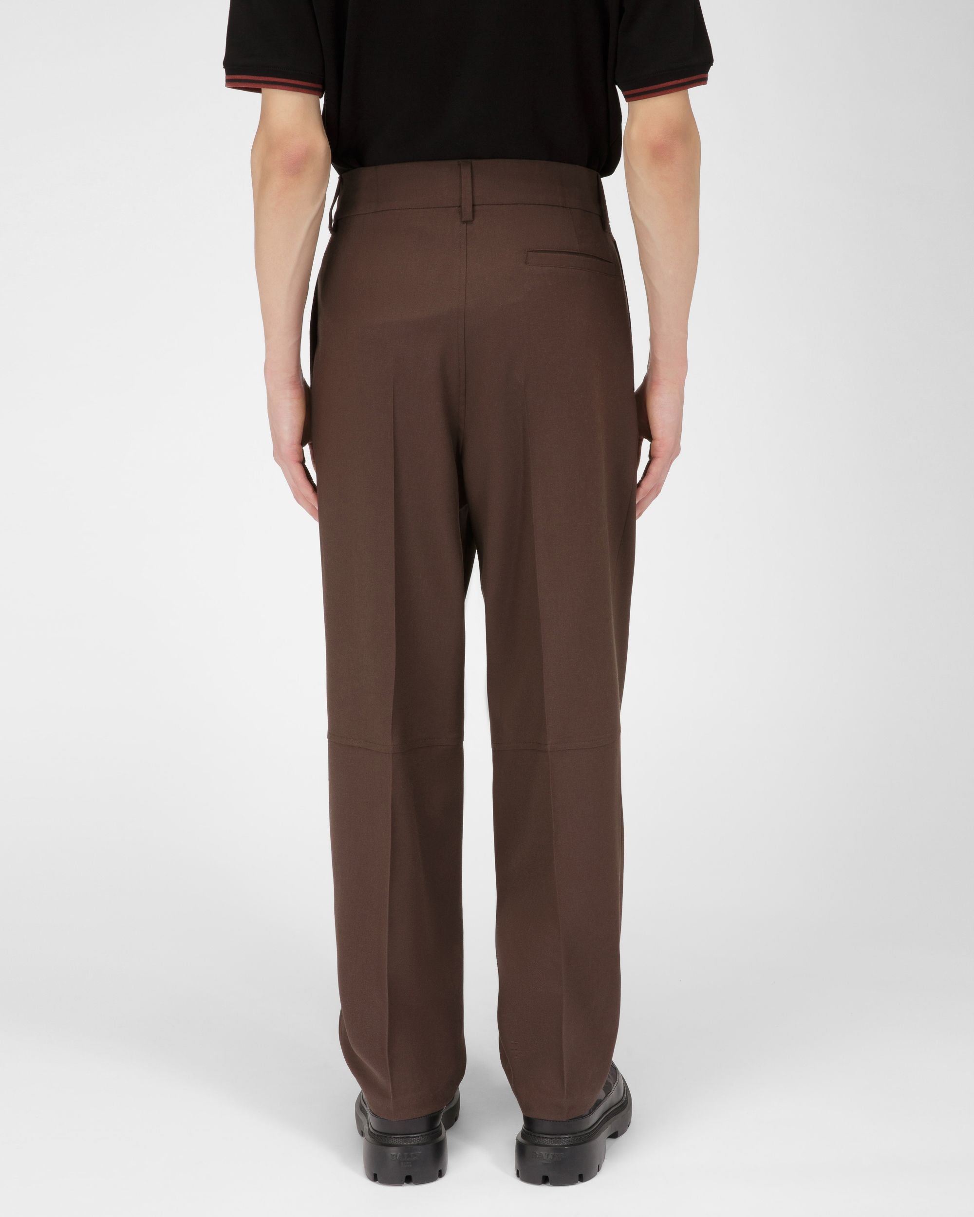 Pantalon En Laine Marron Ébène - Homme - Bally - 03
