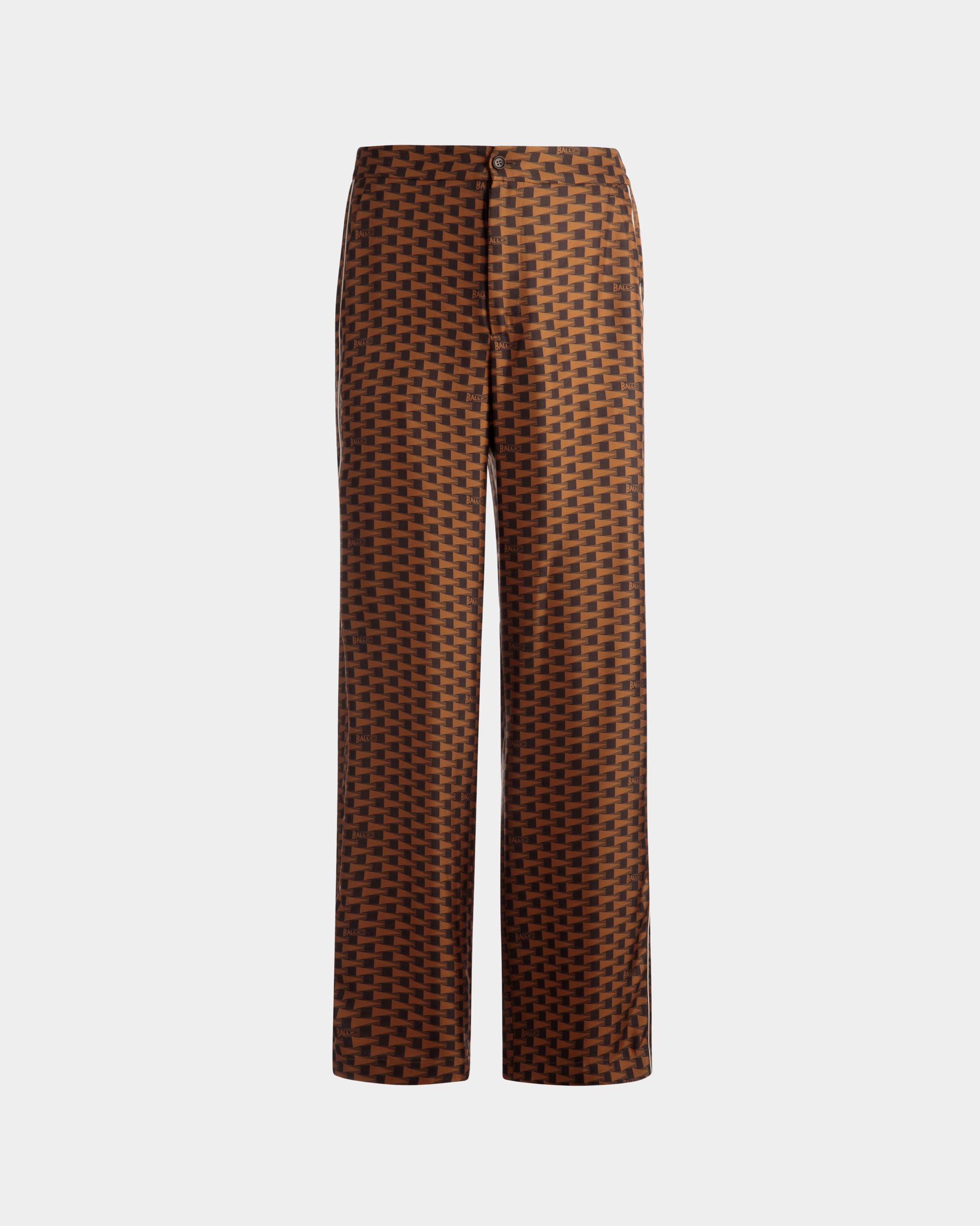 Pantalon imprimé Pennant En soie marron - Homme - Bally - 01