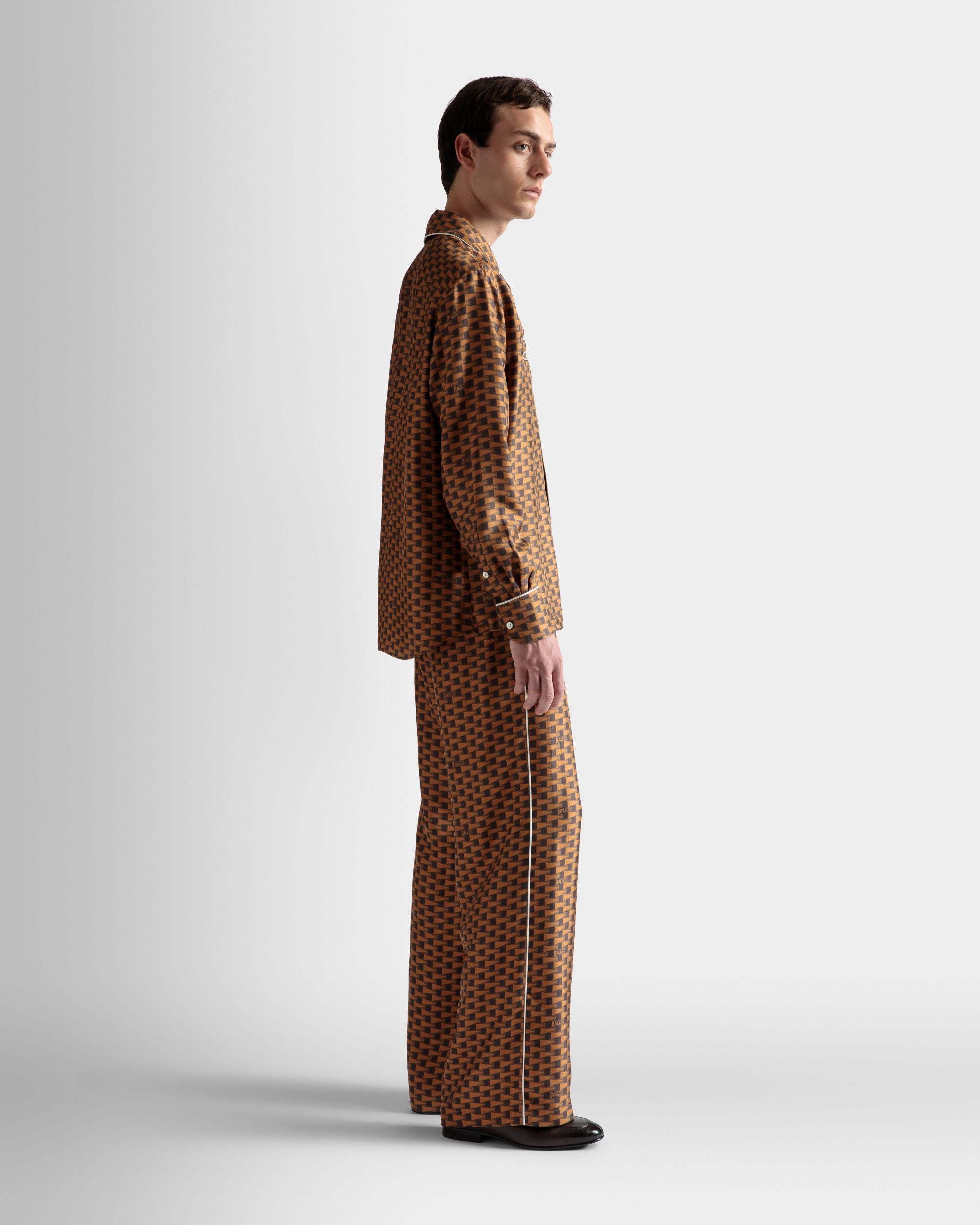 Pantalon imprimé Pennant En soie marron - Homme - Bally - 05