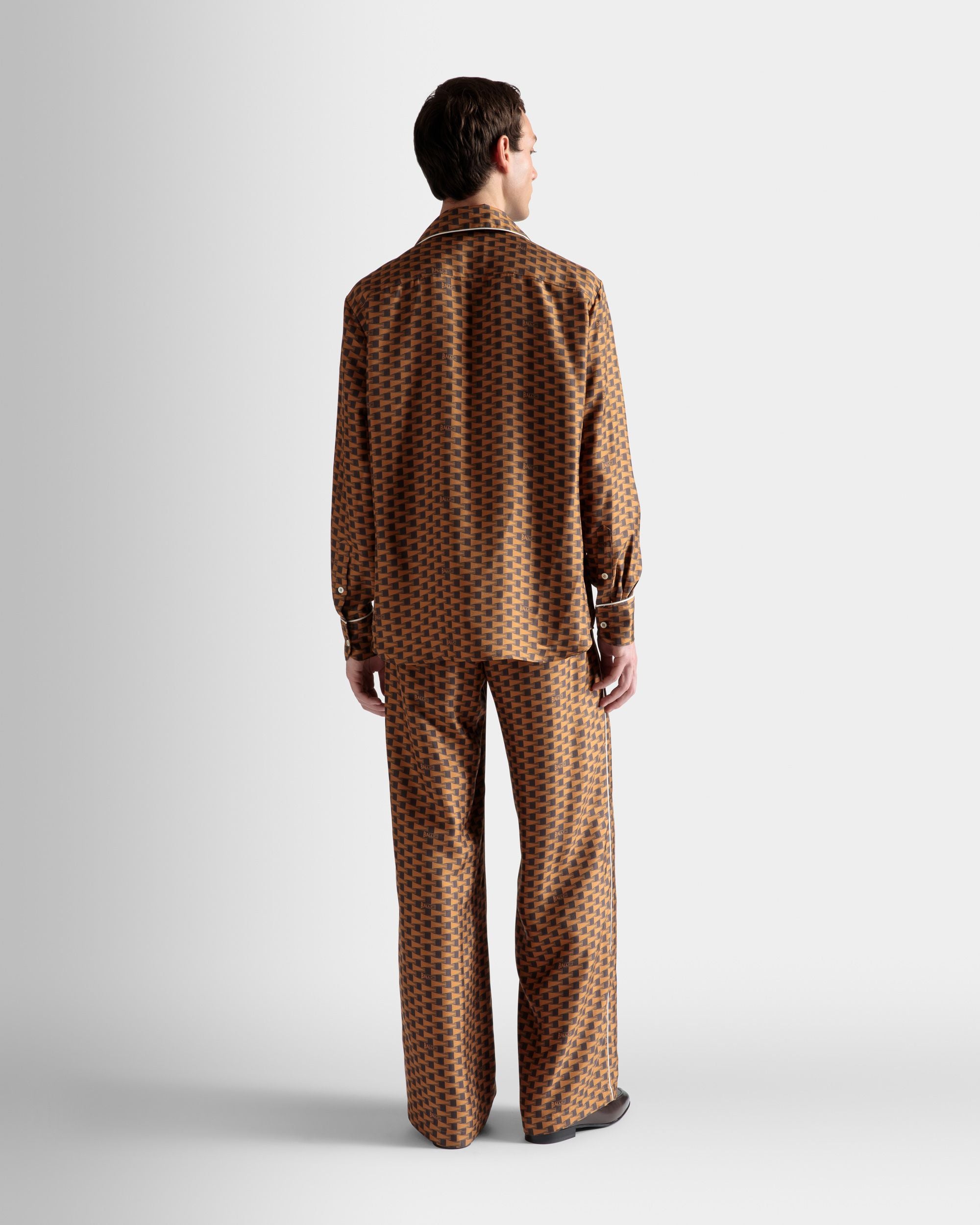 Pantalon imprimé Pennant En soie marron - Homme - Bally - 06