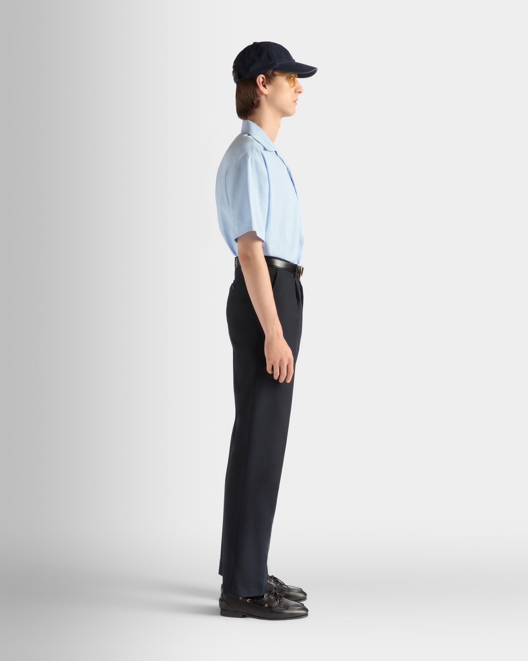 Pantalon En Laine Mélangée Navy Blue - Homme - Bally - 05
