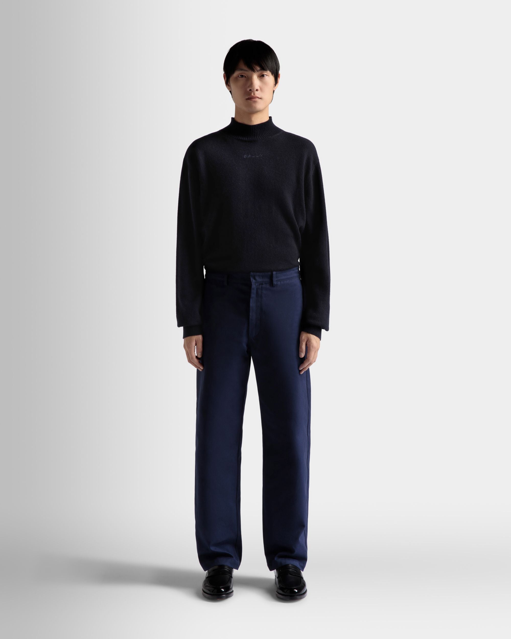 Pantalon En Coton Bleu Foncé - Homme - Bally - 02