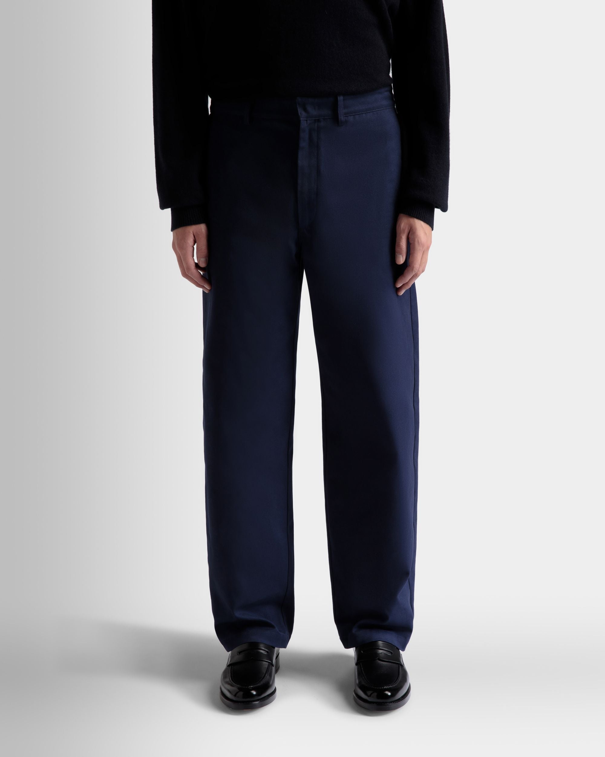Pantalon En Coton Bleu Foncé - Homme - Bally - 03
