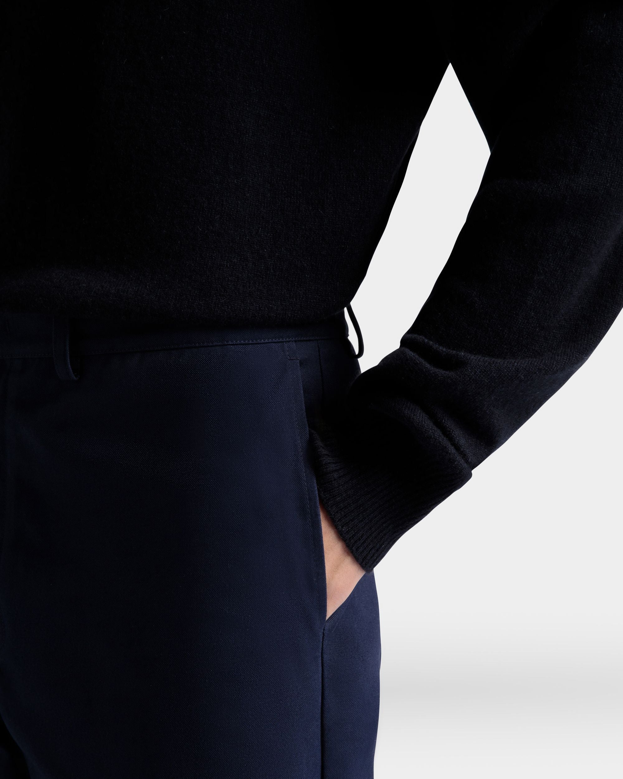 Pantalon En Coton Bleu Foncé - Homme - Bally - 04