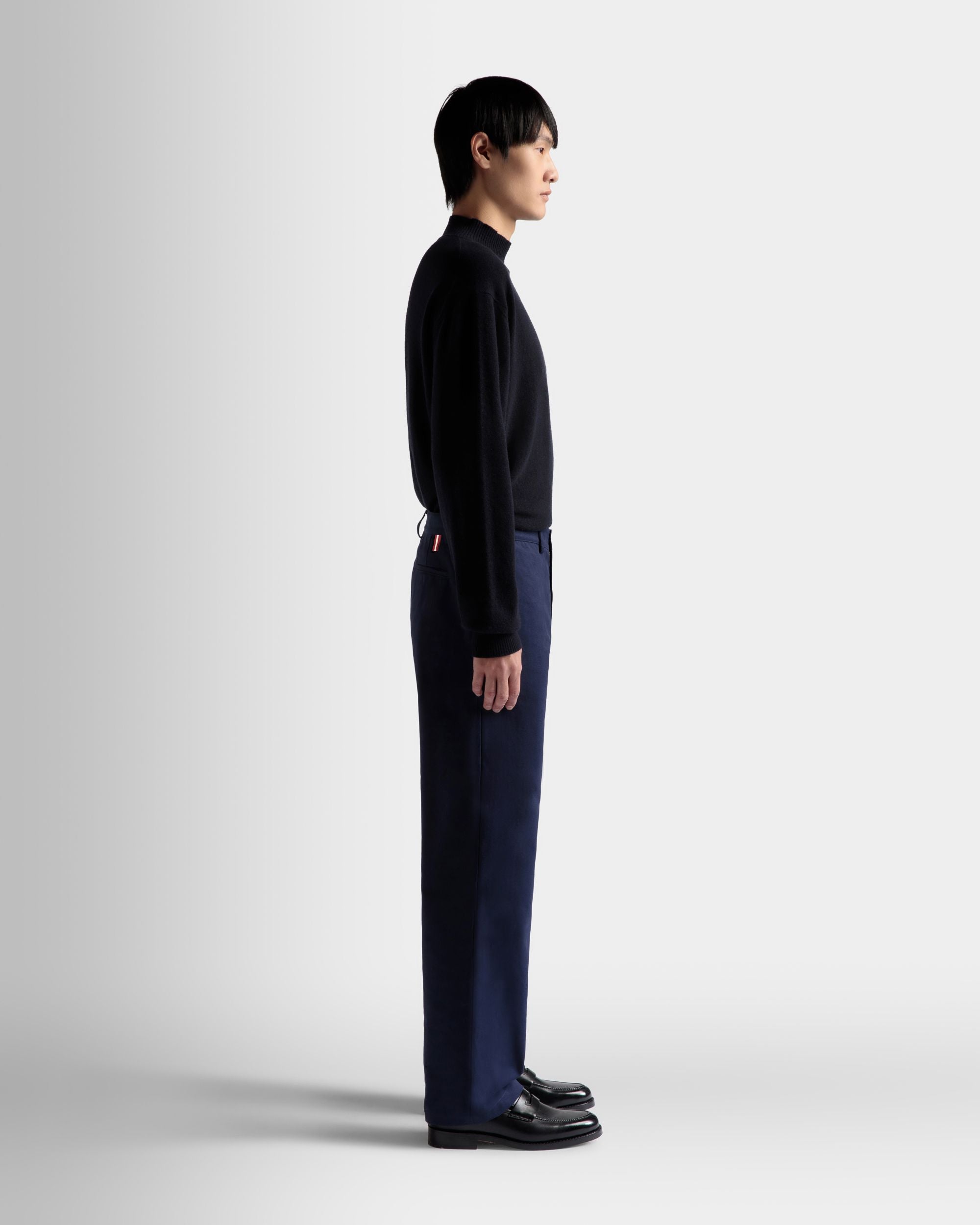 Pantalon En Coton Bleu Foncé - Homme - Bally - 05
