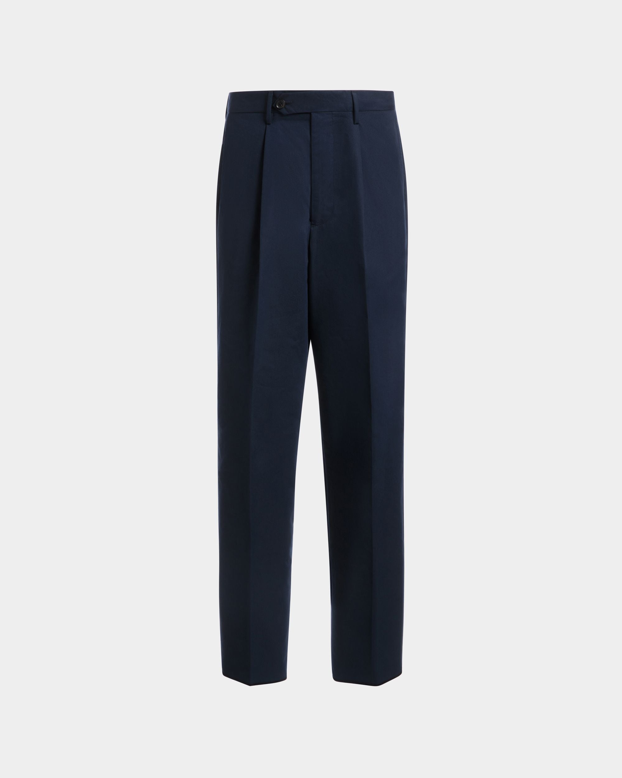 Pantalon À Pinces Regular En Coton Mélangé Navy Blue - Homme - Bally - 01