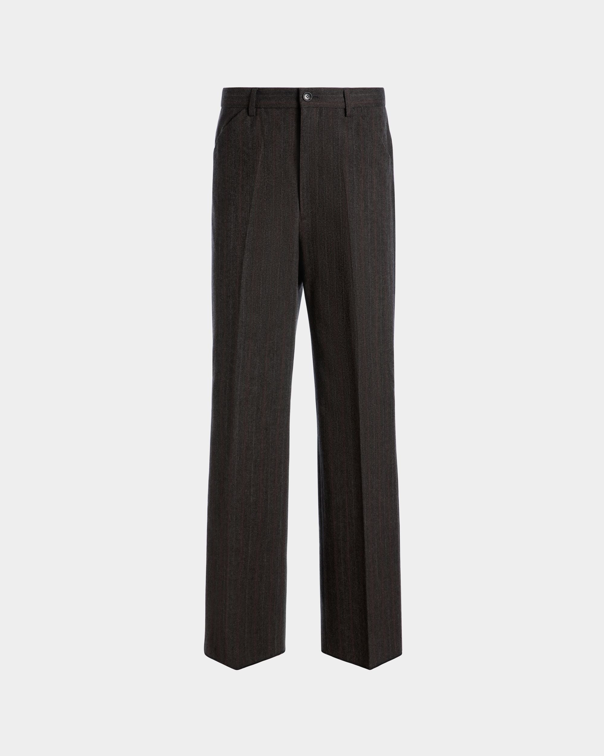Pantalon Couture Avec Motif De Fines Rayures En Laine Mélangée Grise - Homme - Bally - 01