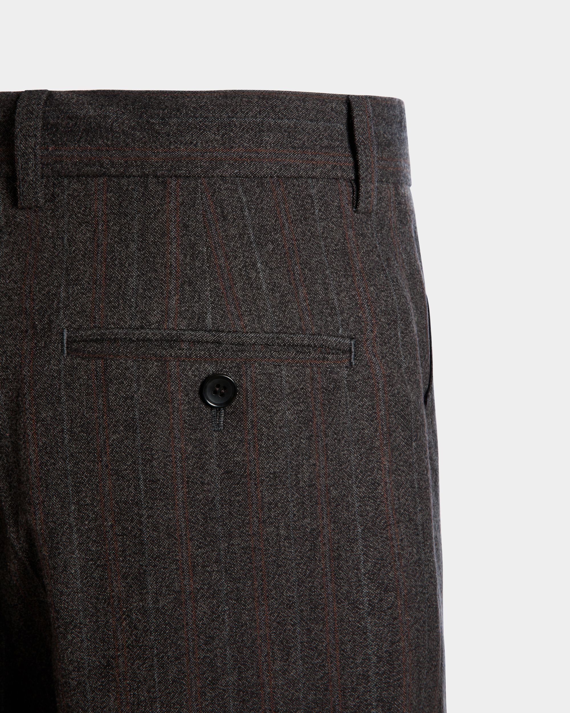 Pantalon Couture Avec Motif De Fines Rayures En Laine Mélangée Grise - Homme - Bally - 02