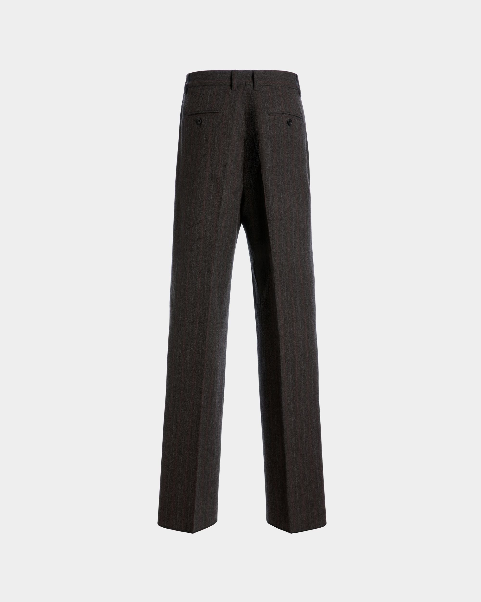 Pantalon Couture Avec Motif De Fines Rayures En Laine Mélangée Grise - Homme - Bally - 03
