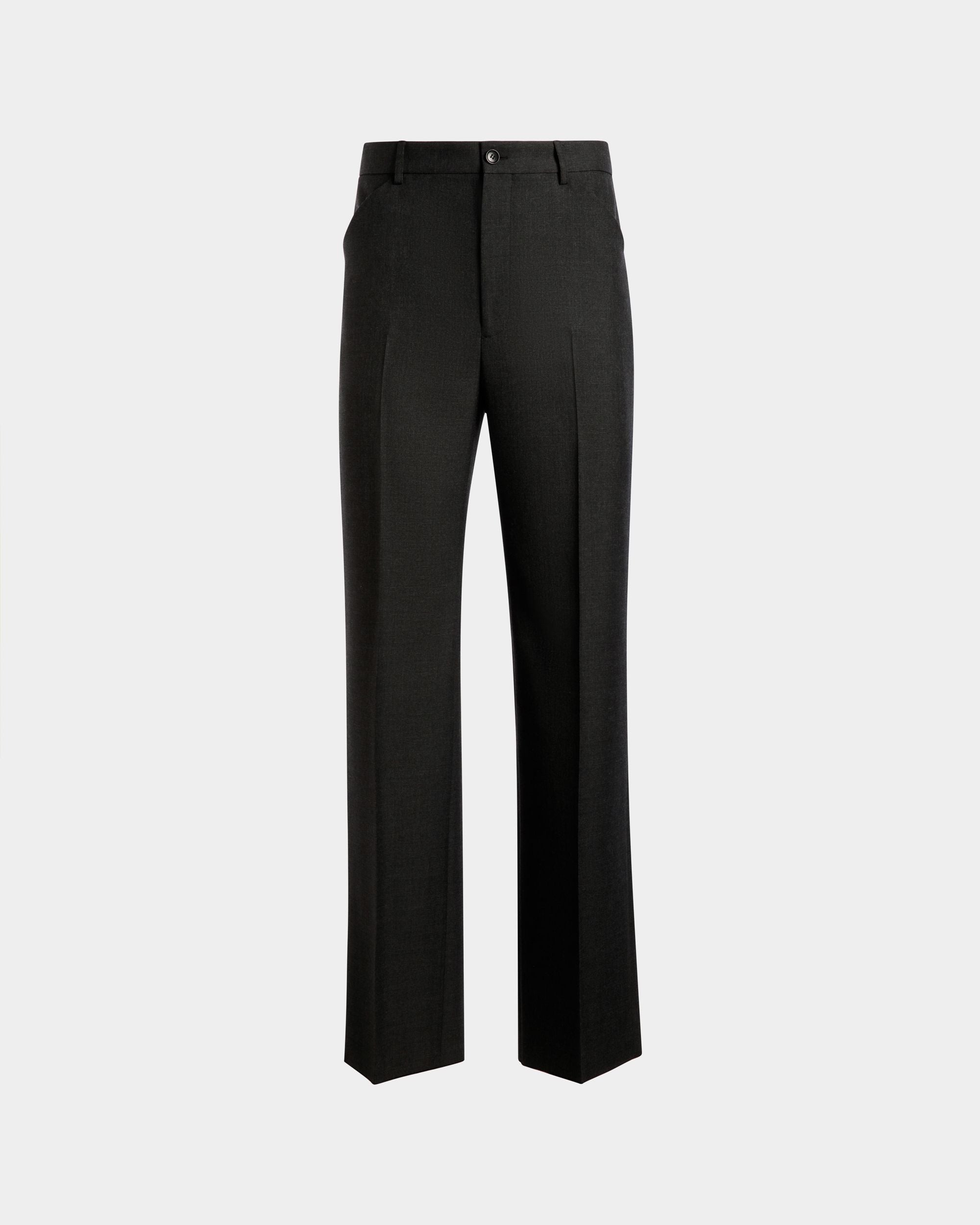 Pantalon En Laine Mélangée Gris Chiné - Homme - Bally - 01