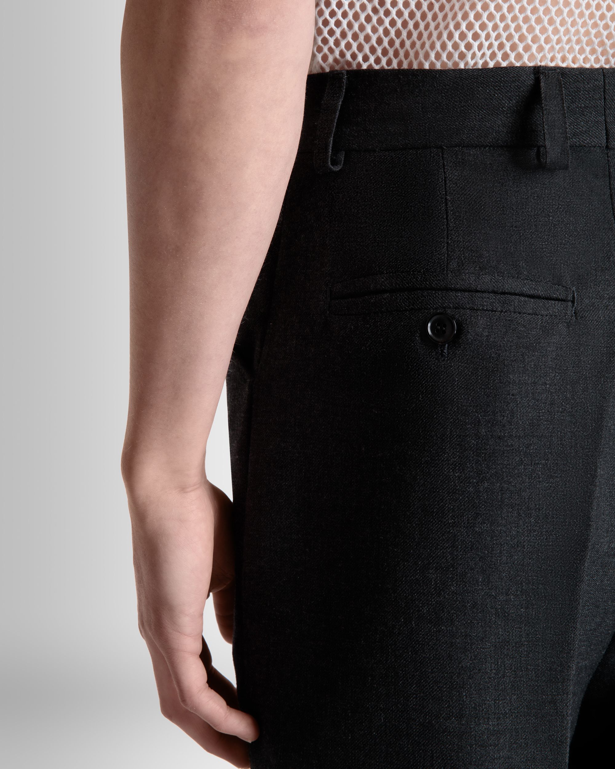 Pantalon En Laine Mélangée Gris Chiné - Homme - Bally - 03