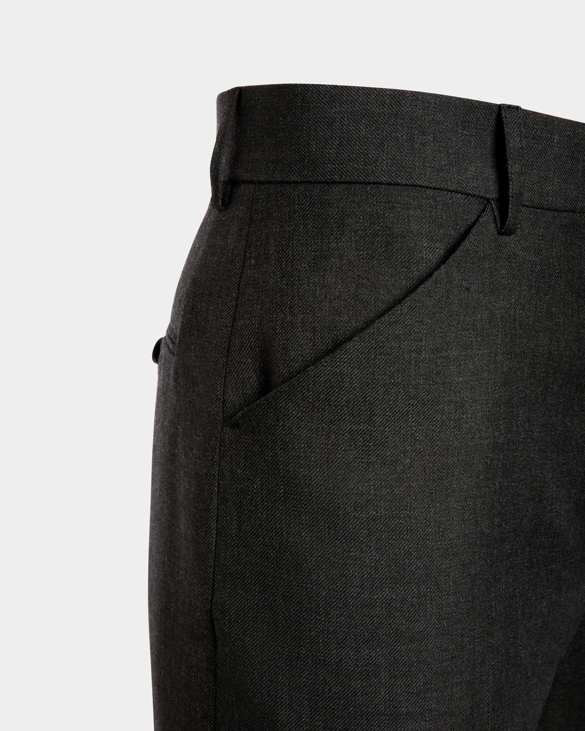 Pantalon En Laine Mélangée Gris Chiné - Homme - Bally - 04