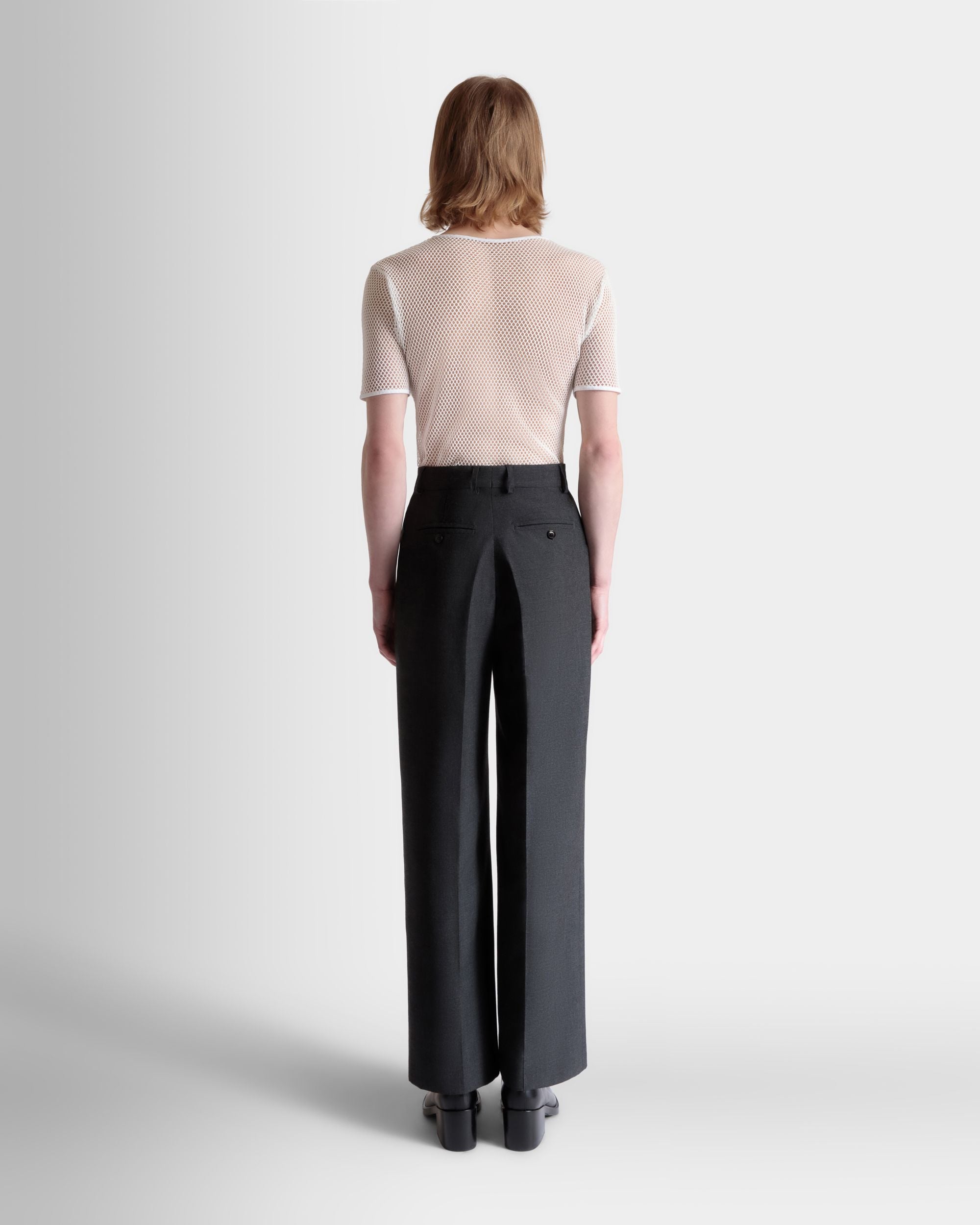 Pantalon En Laine Mélangée Gris Chiné - Homme - Bally - 06